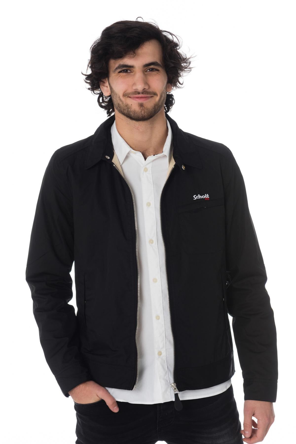 Black windbreaker jacket with shirt collar - Image n°3