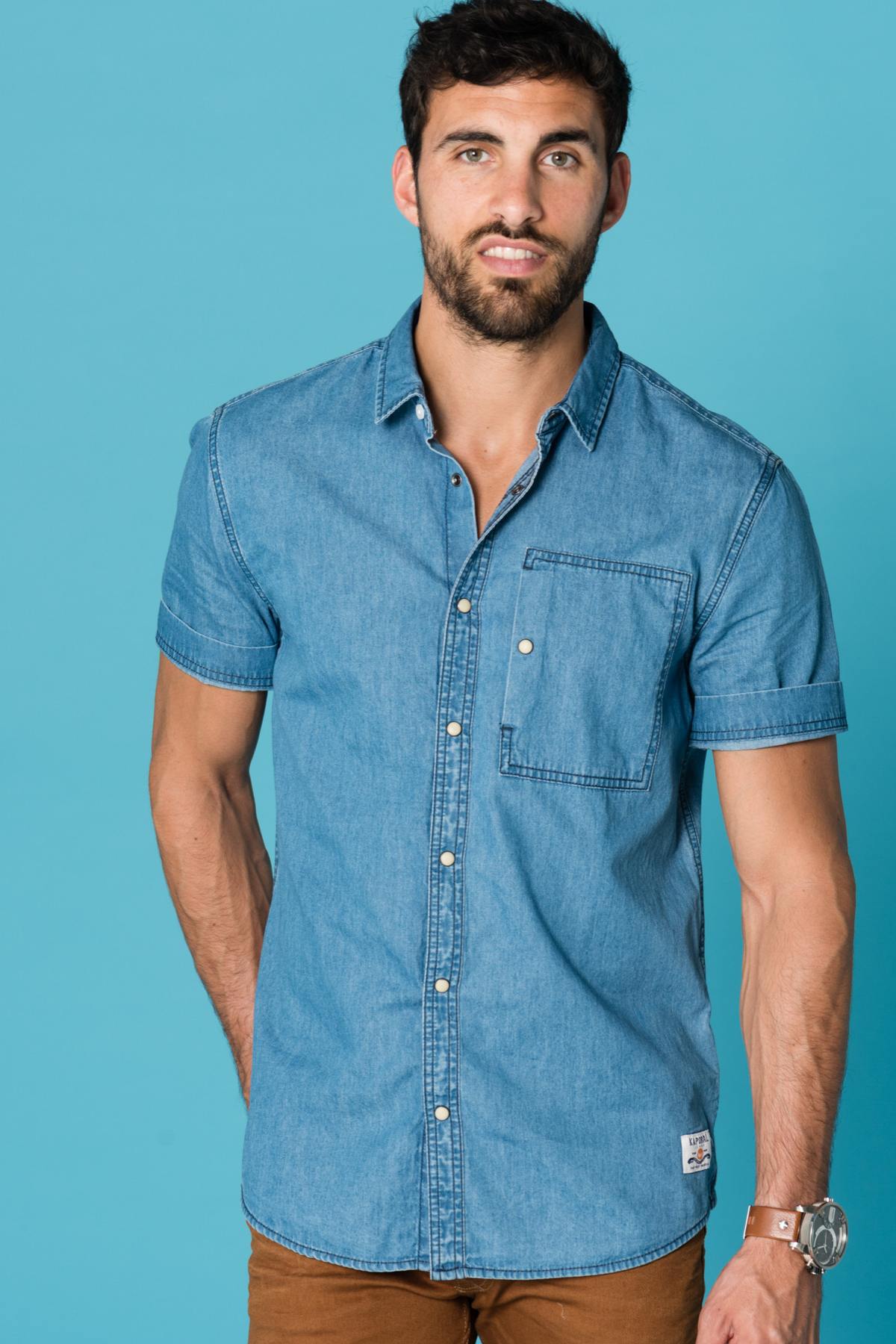 men's denim shirt padox blue den - Image n°1