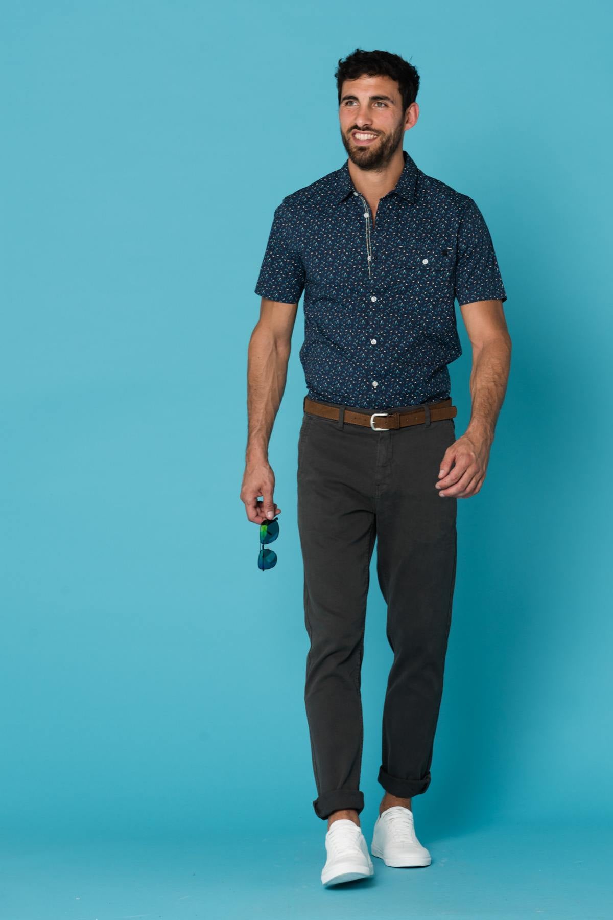 men's short-sleeved navy blue shirt rage blue us - Image n°2