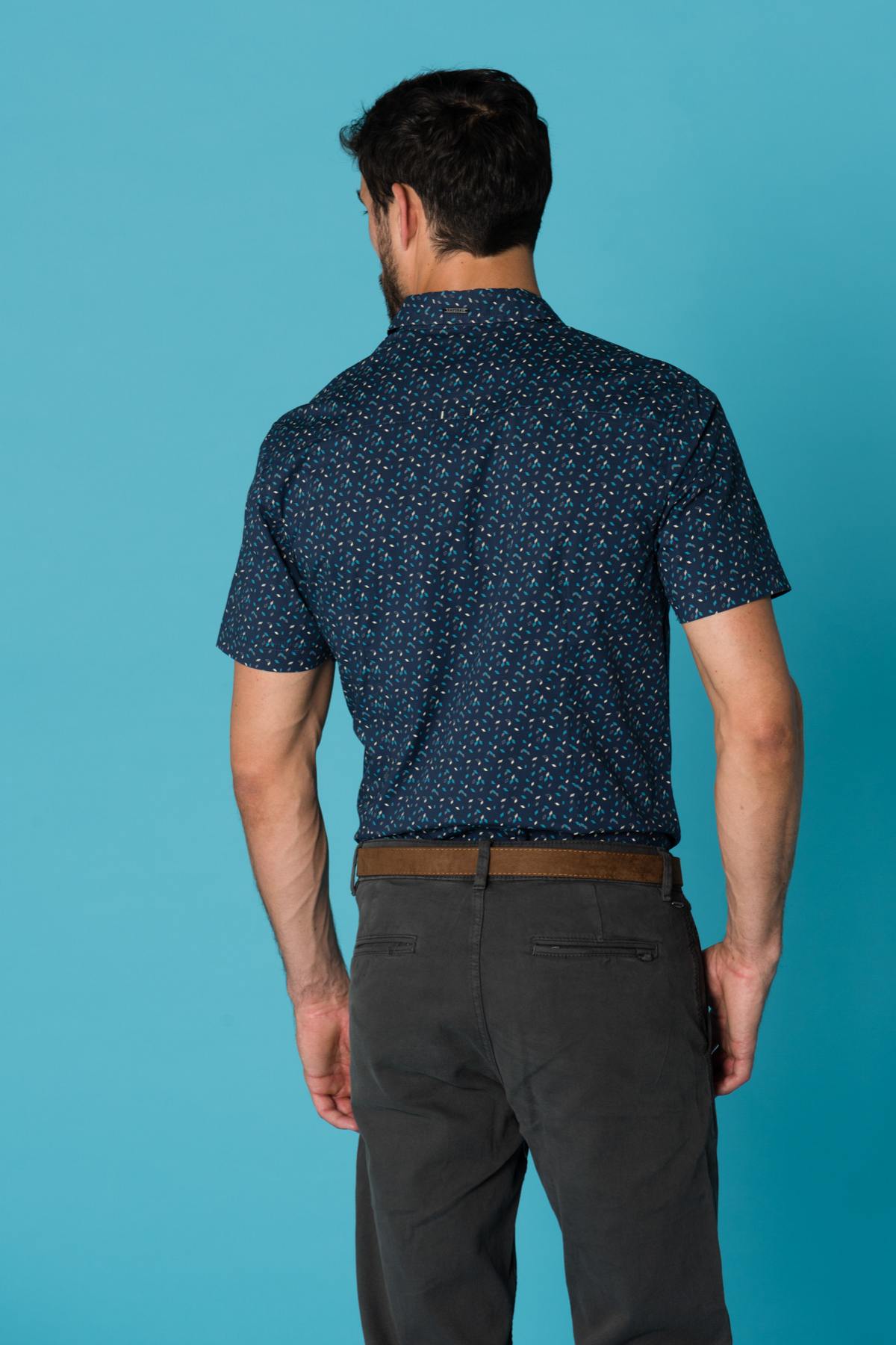 men's short-sleeved navy blue shirt rage blue us - Image n°3