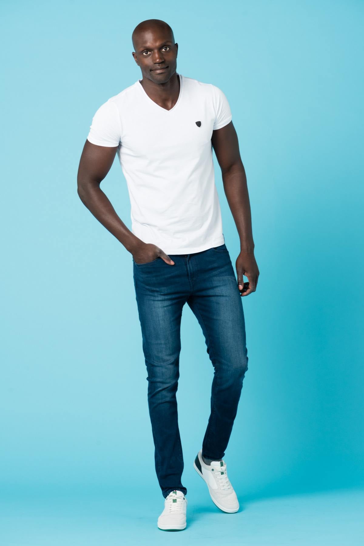 Men's slim used blue jeans - Image n°3