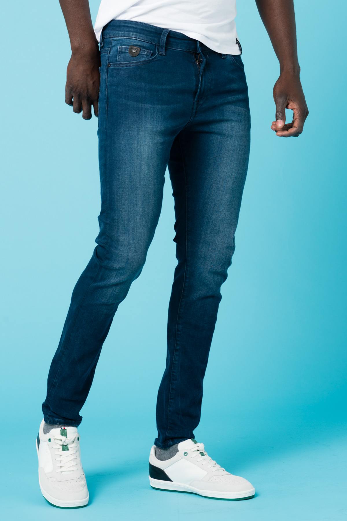 Men's slim used blue jeans - Image n°4