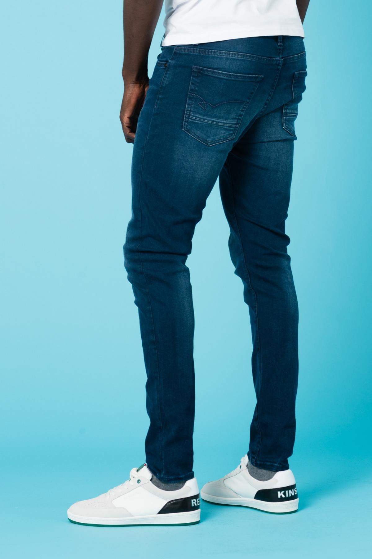 Men's slim used blue jeans - Image n°2