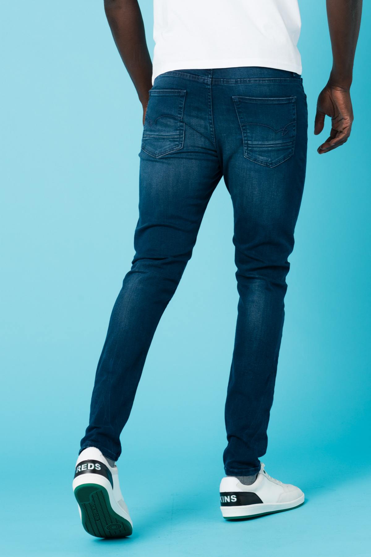 Men's slim used blue jeans - Image n°5