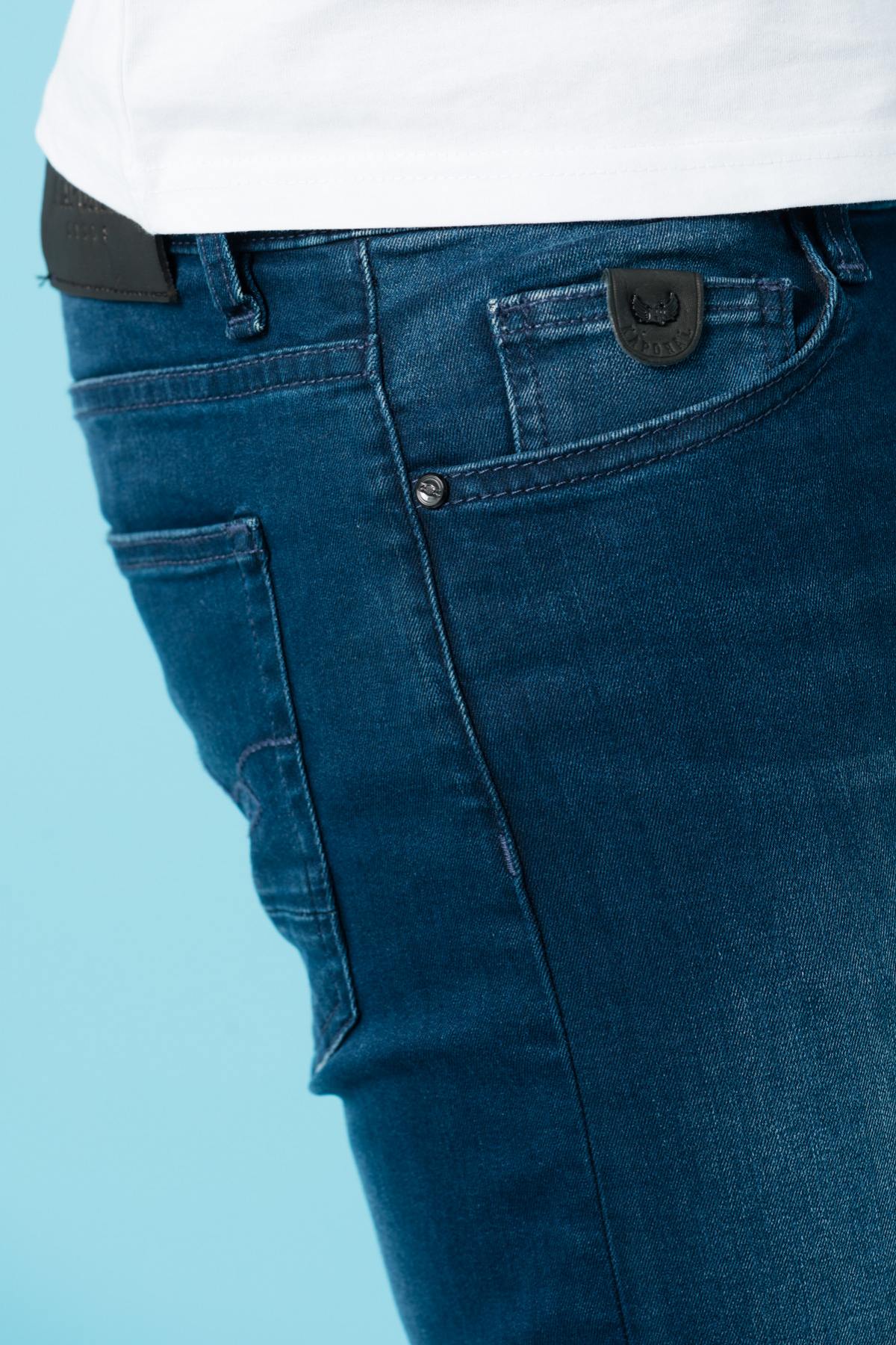 Men's slim used blue jeans - Image n°6