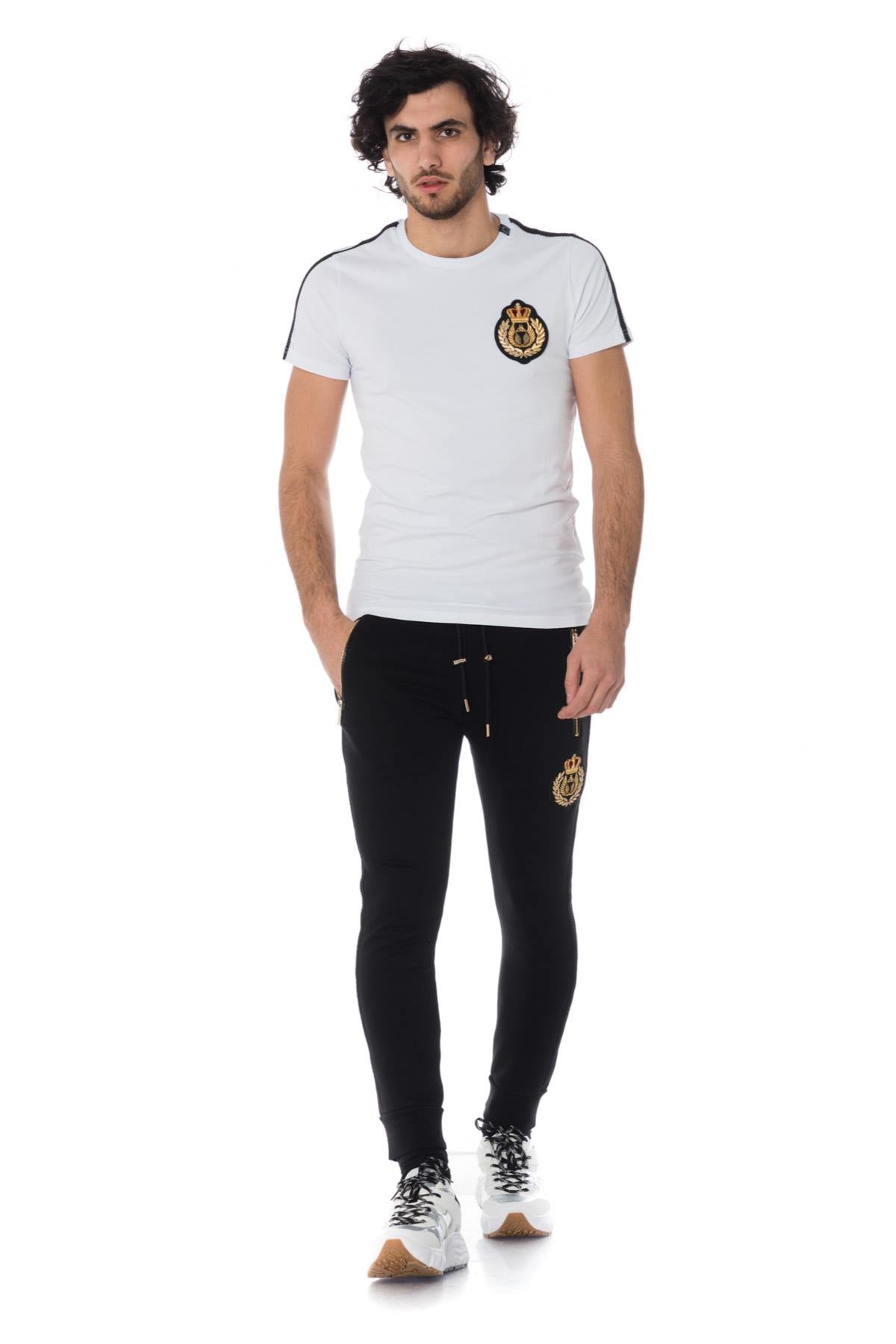 White t-shirt with gold chest embroidery - Image n°2