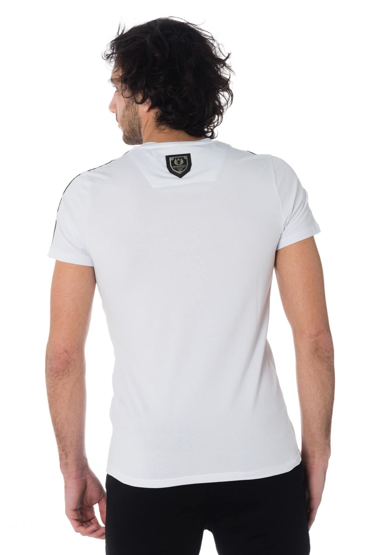 White t-shirt with gold chest embroidery - Image n°3