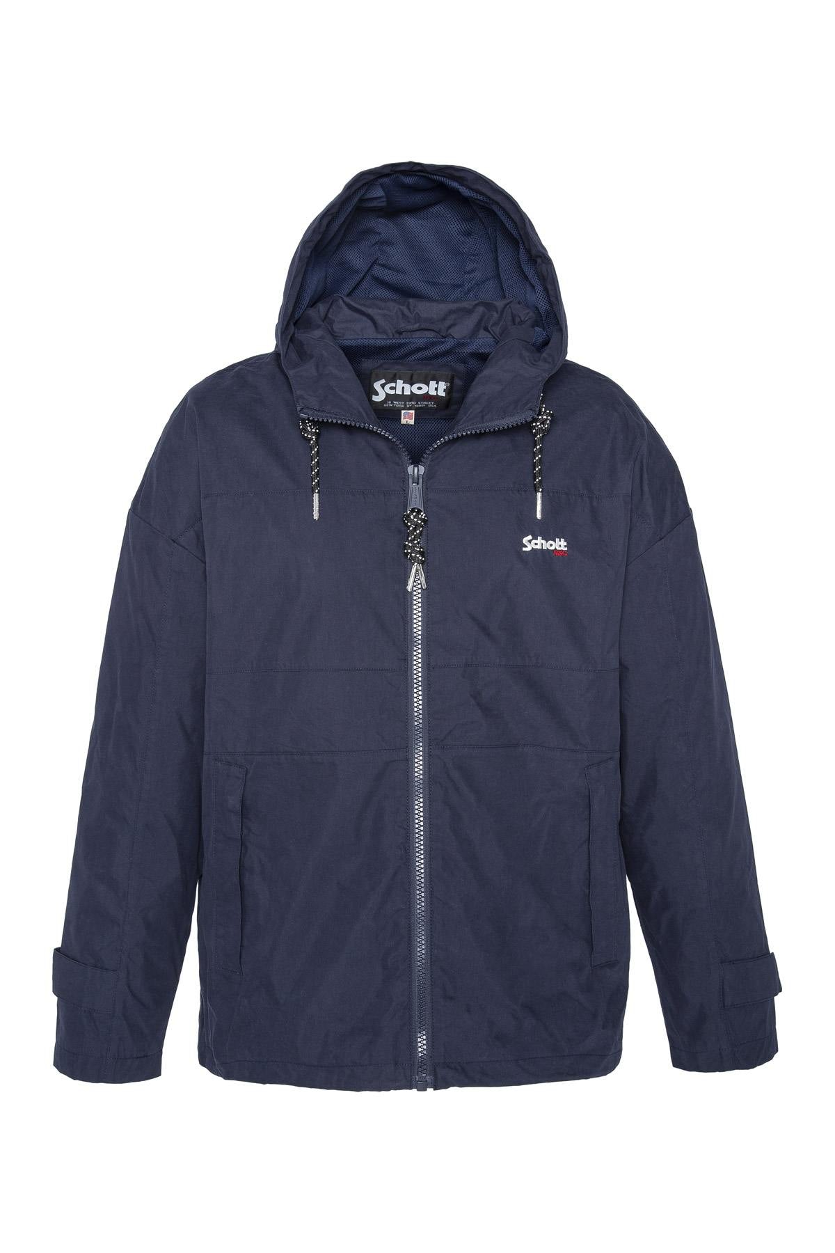 Navy blue hooded windbreaker - Image n°6