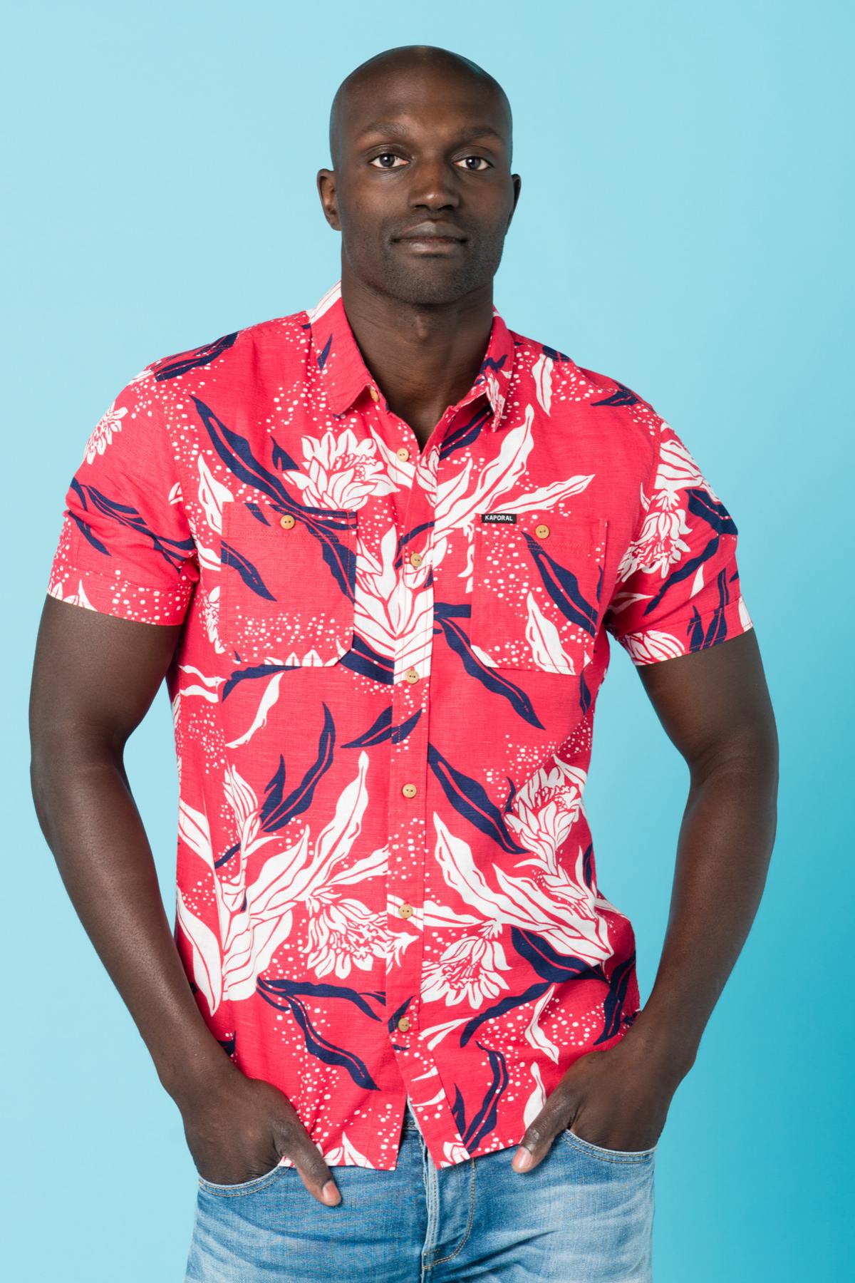 Red Hawaiian shirt for men - Image n°2