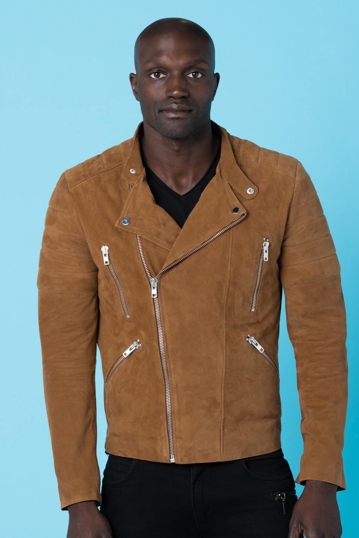 Suede-look goatskin leather jacket - Image n°5