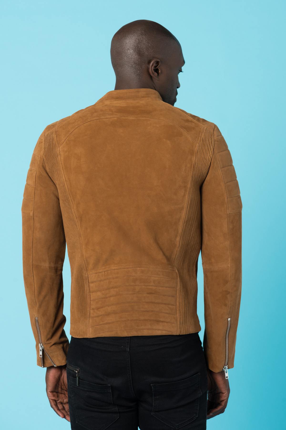 Suede-look goatskin leather jacket - Image n°7