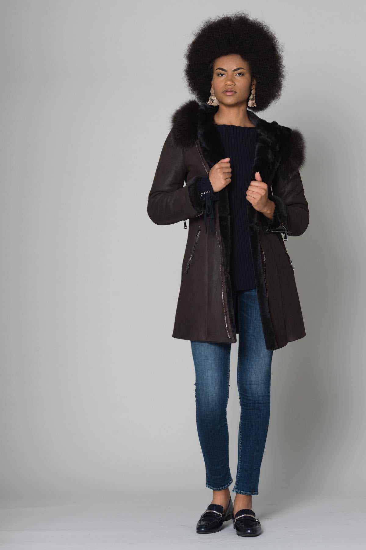 Long merino shearling jacket - Image n°2