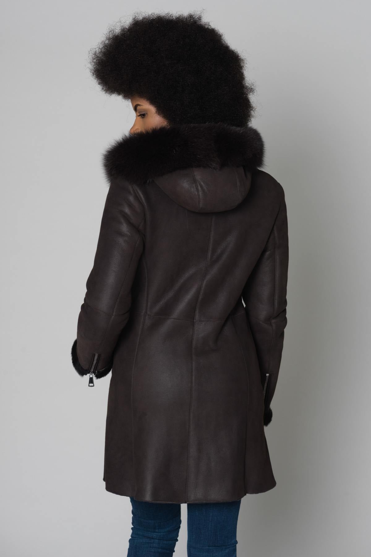 Long merino shearling jacket - Image n°4