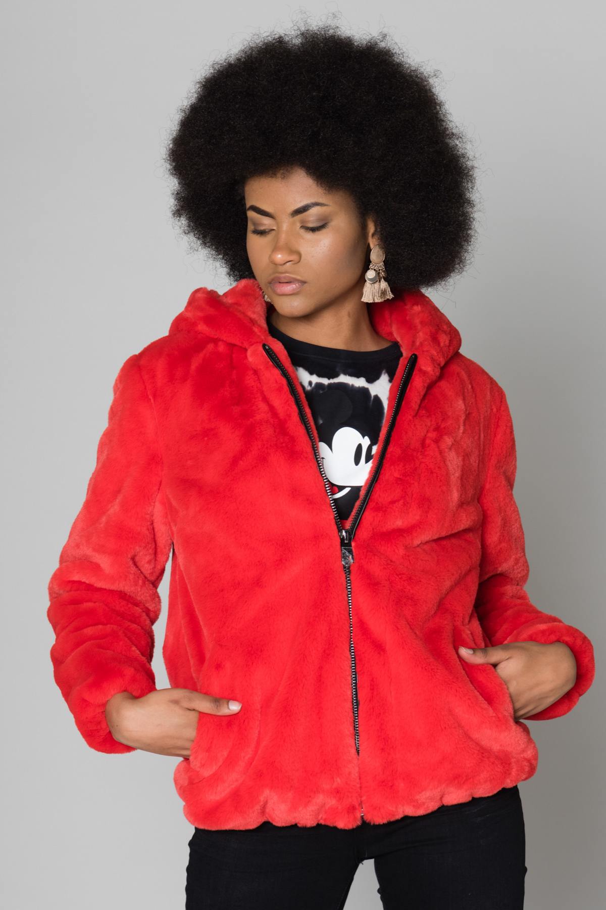 Fire red faux fur - Image n°3