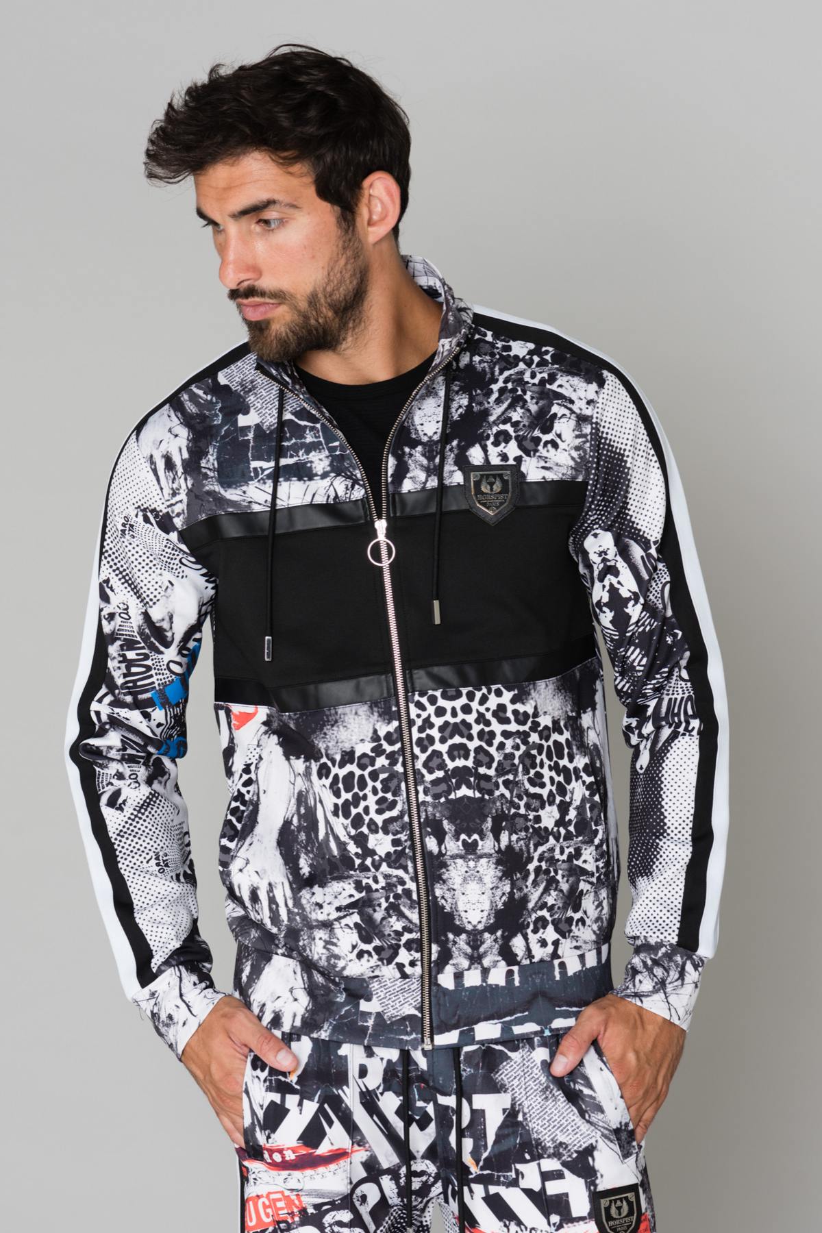 Black and white track jacket - Image n°1