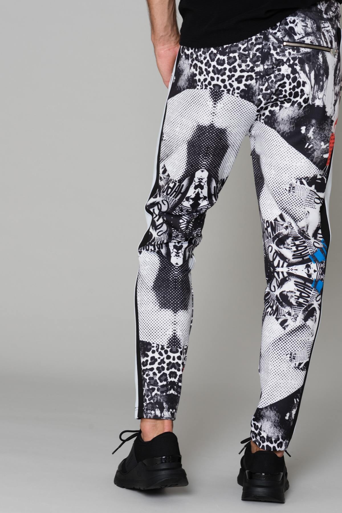 Black and white printed jogging pants - Image n°4