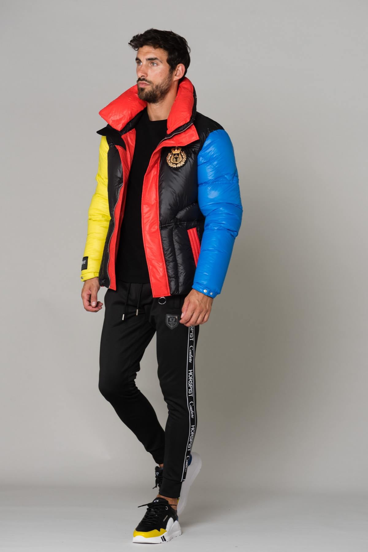 Black blue red and yellow nylon jacket - Image n°2