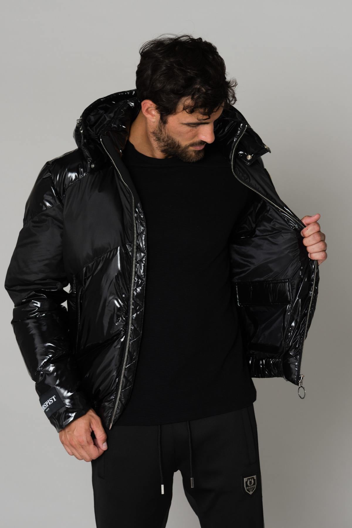 Black bi-material effect jacket - Image n°5