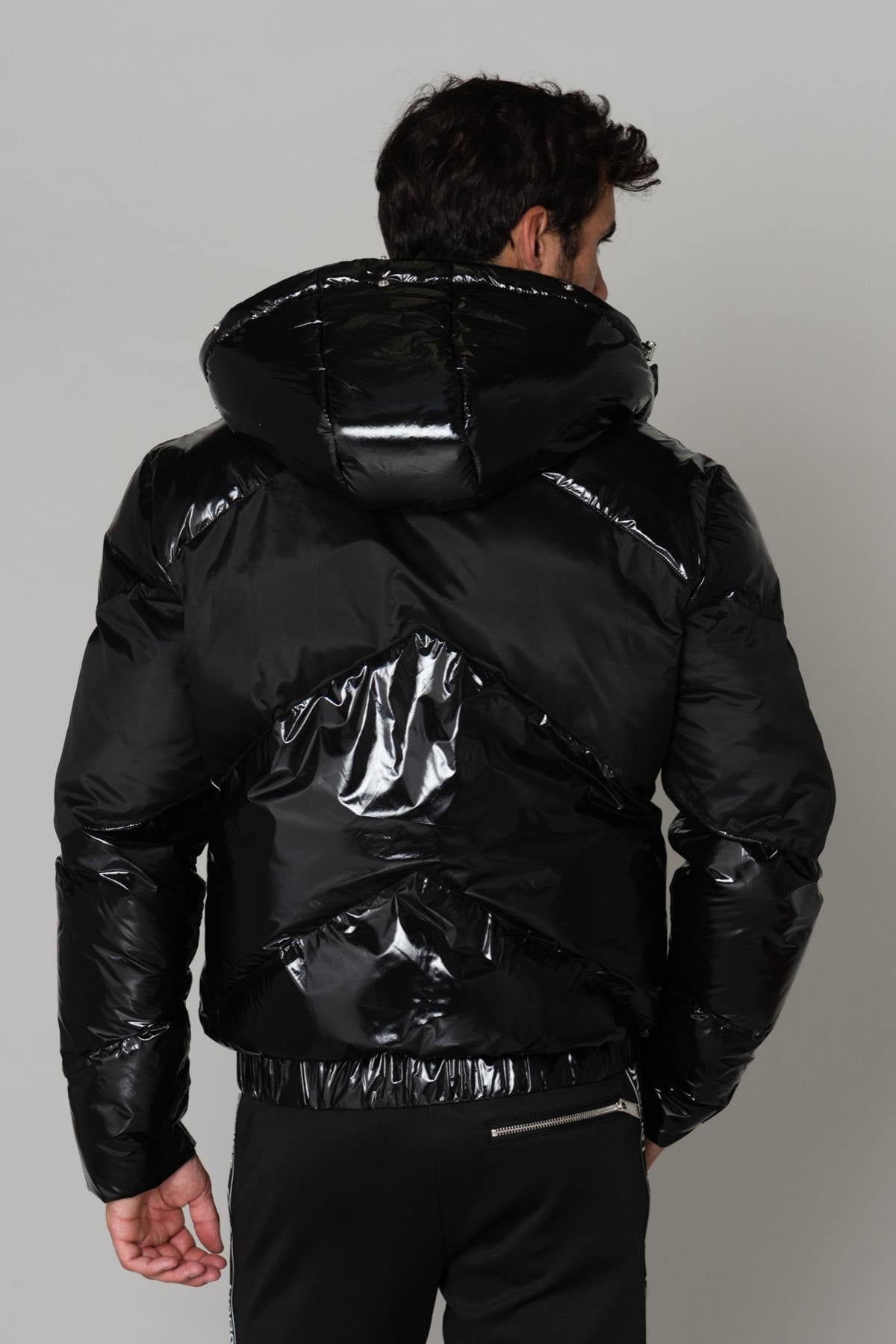 Black bi-material effect jacket - Image n°6