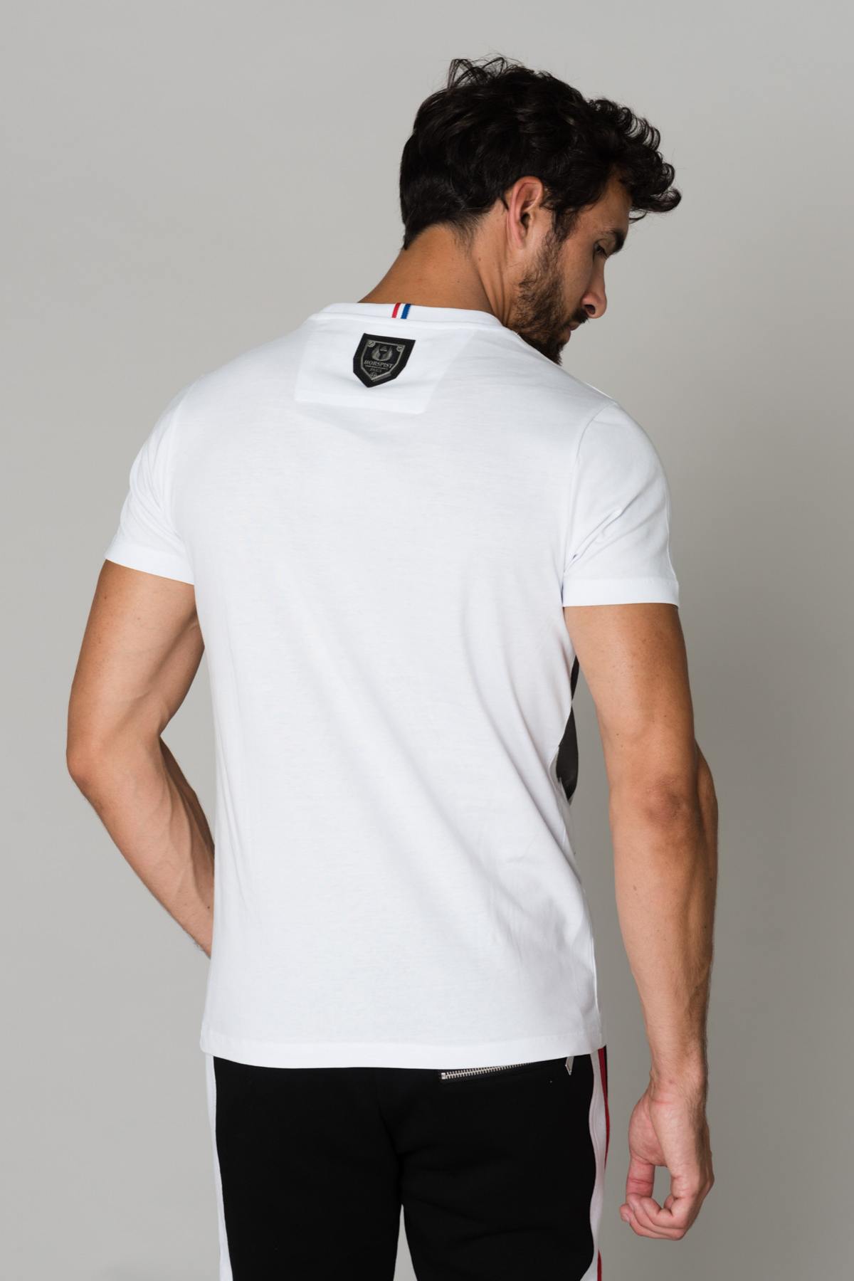 White t-shirt printed with rhinestones - Image n°3