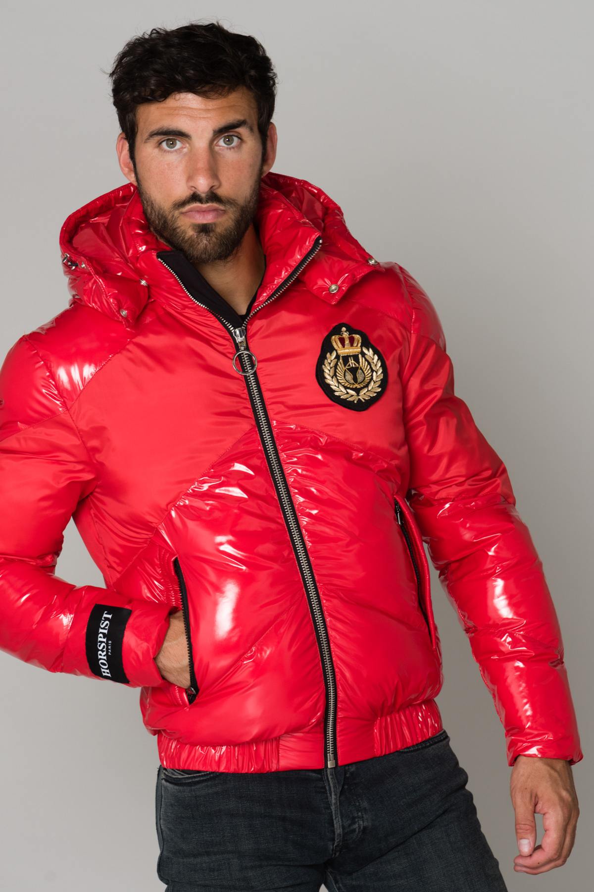 Red quilted jacket - Image n°1