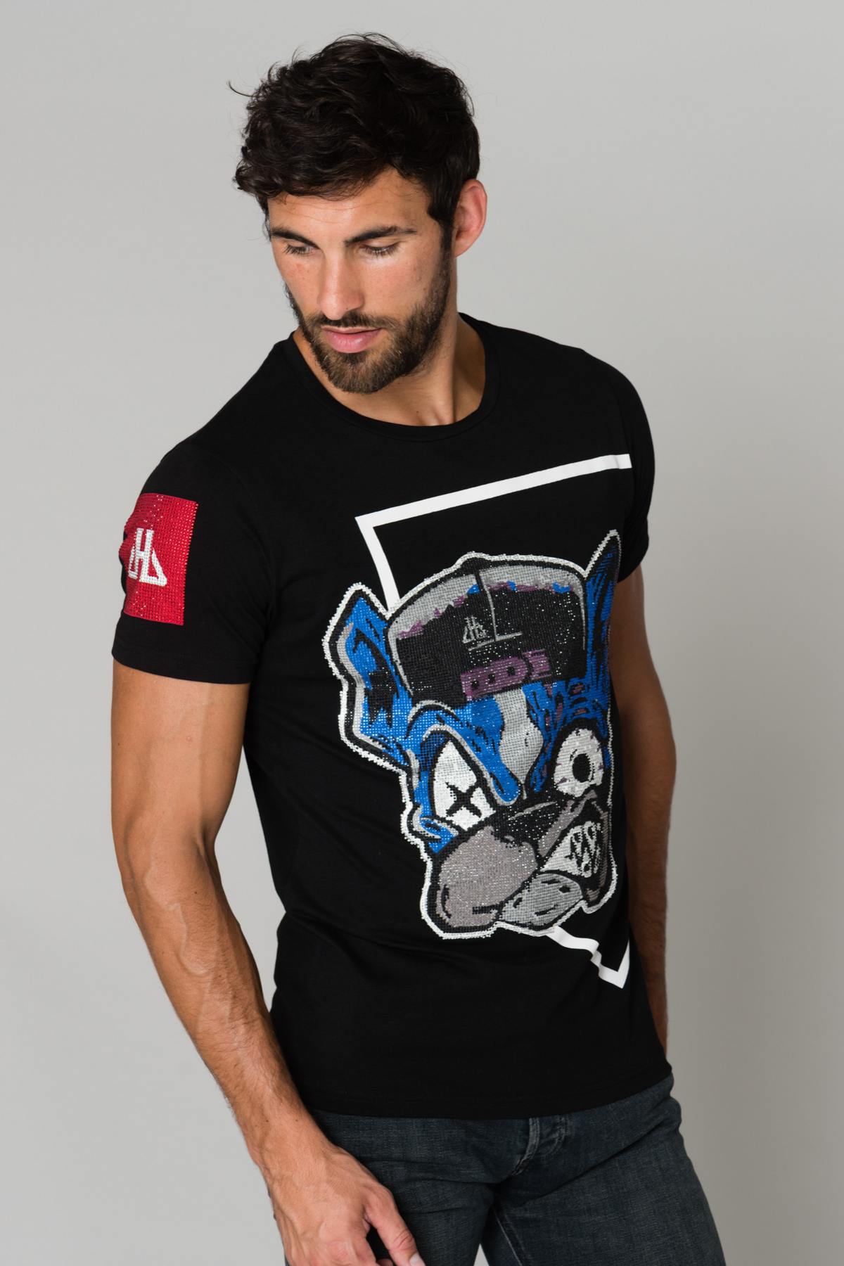 Rhinestone dog head t-shirt - Image n°3