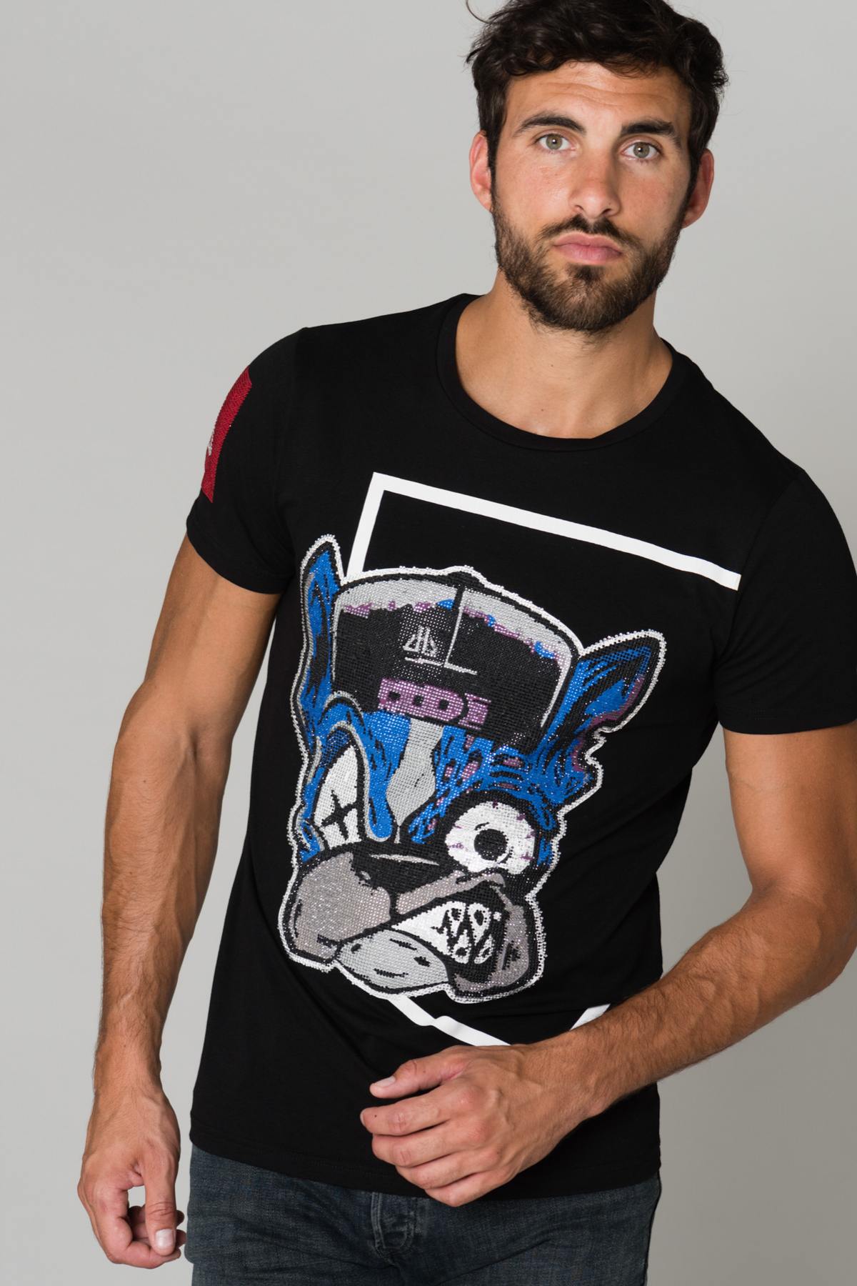 Rhinestone dog head t-shirt - Image n°1