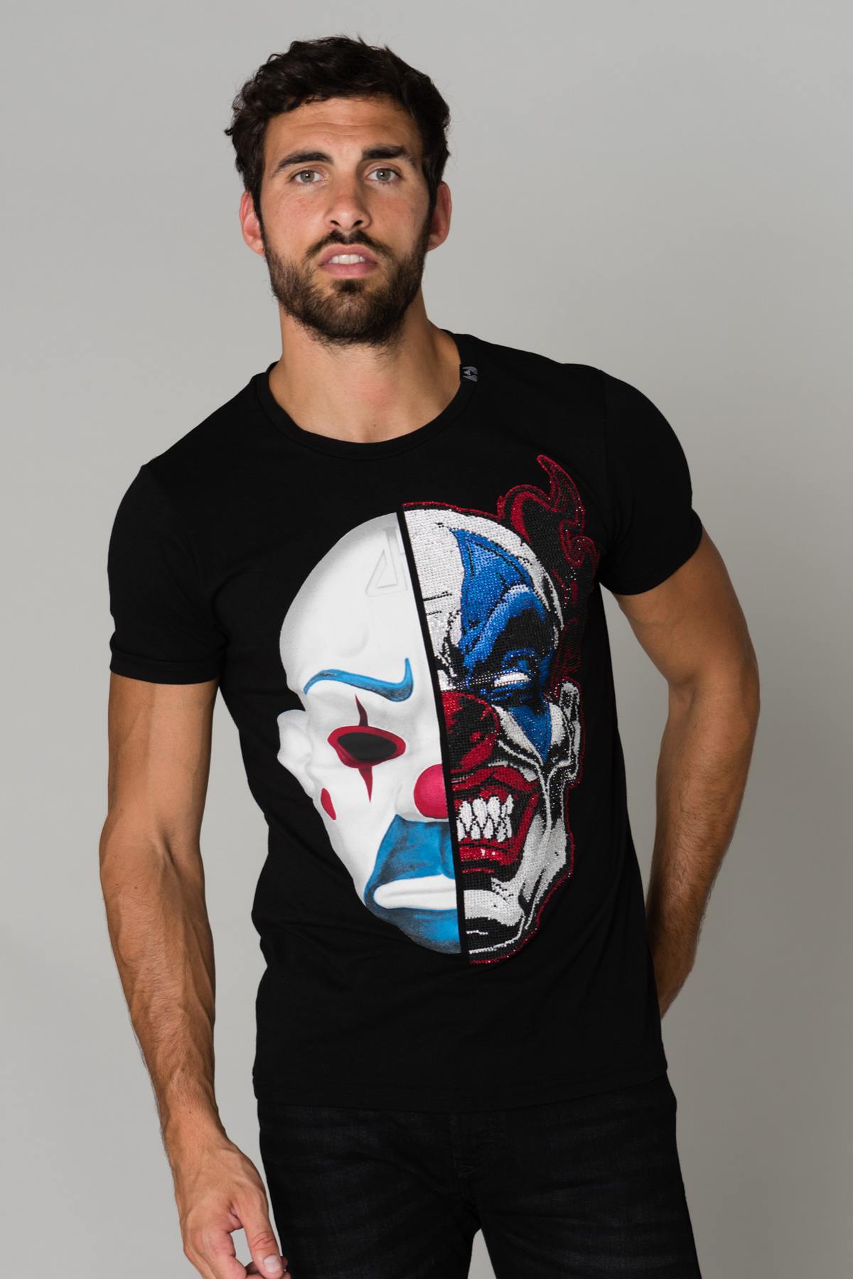 Rhinestone clown head t-shirt - Image n°1