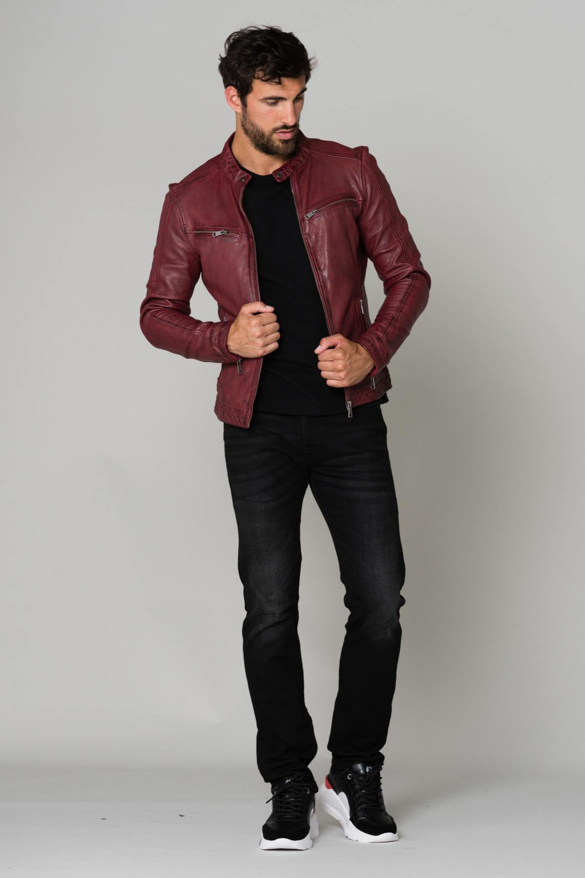 Burgundy vegetable tanned jacket - Image n°4