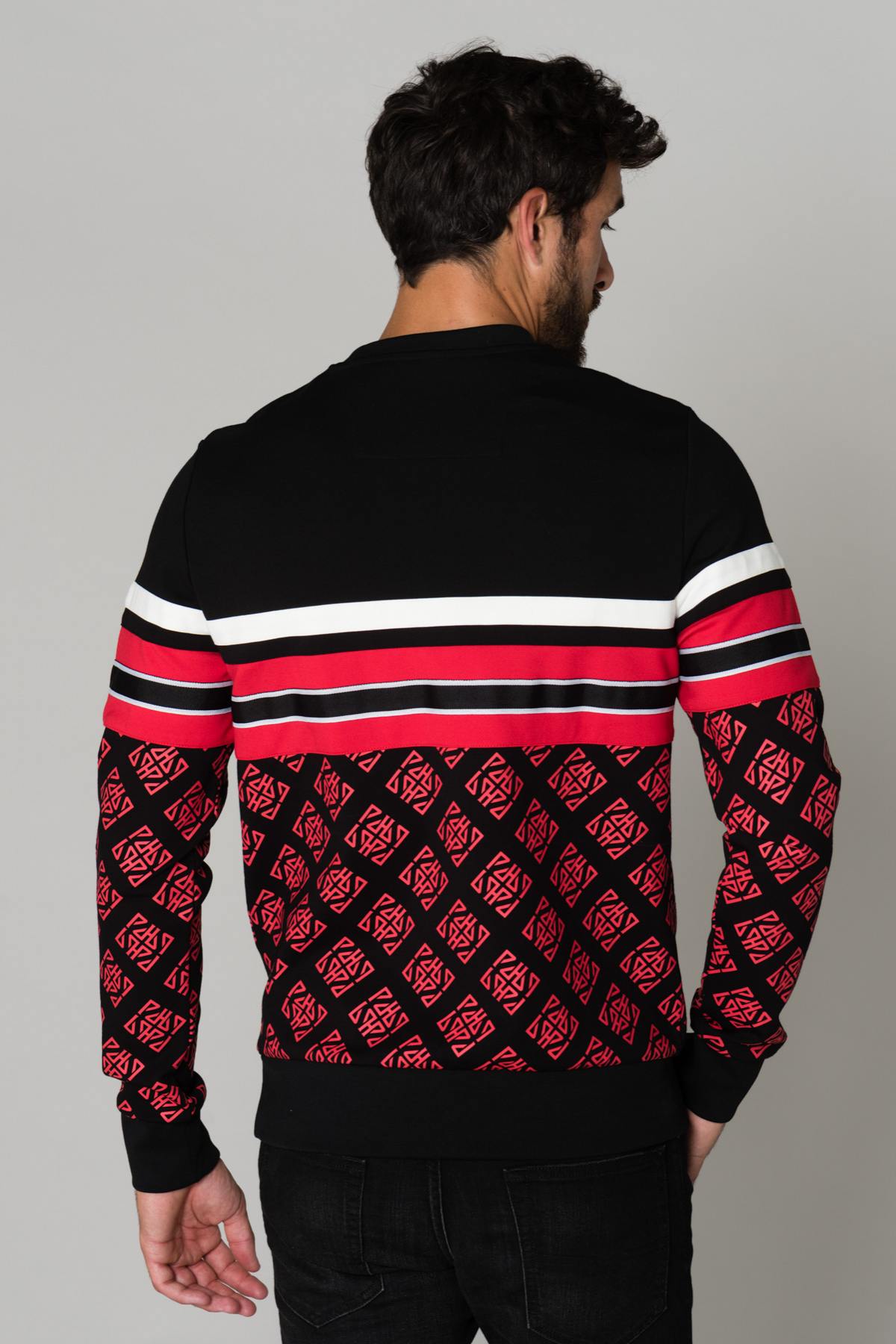 Black and red round neck sweater - Image n°3