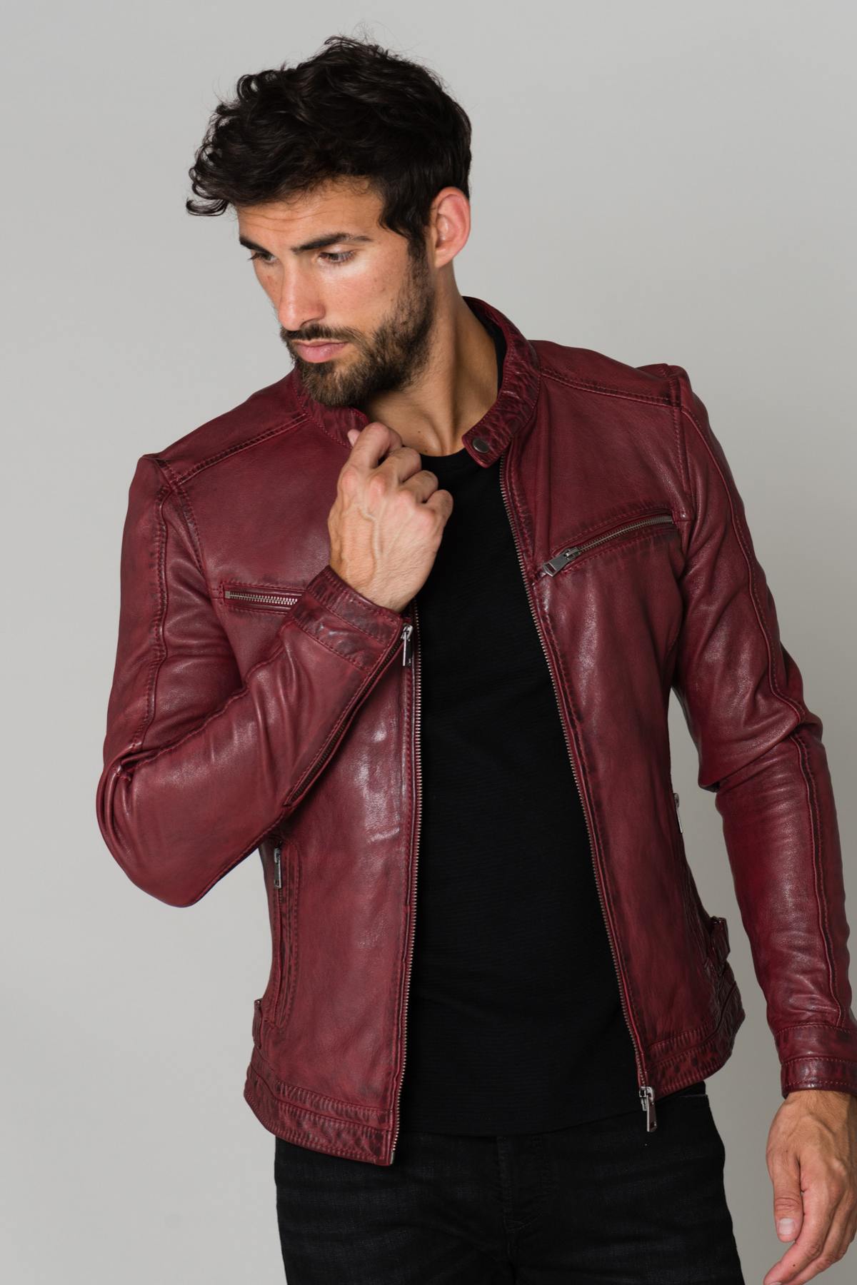 Burgundy vegetable tanned jacket - Image n°3