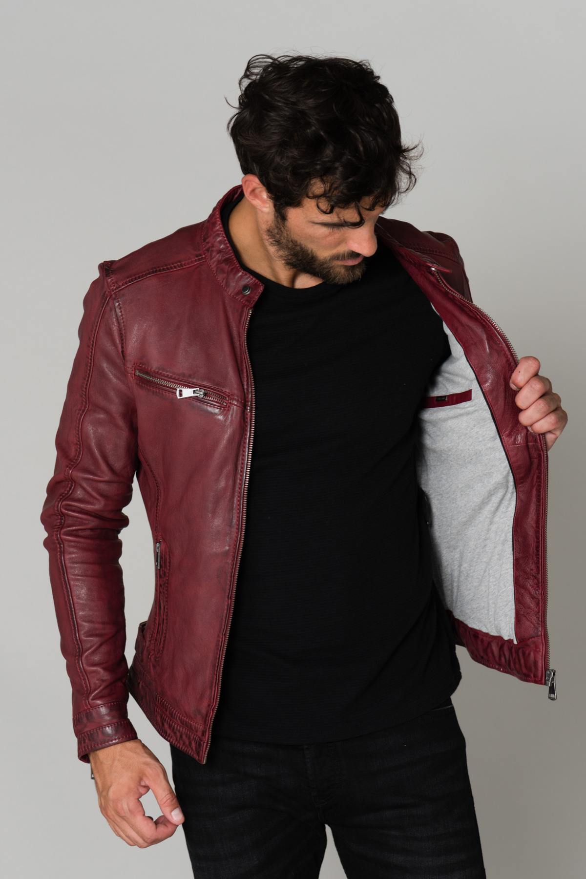 Burgundy vegetable tanned jacket - Image n°6