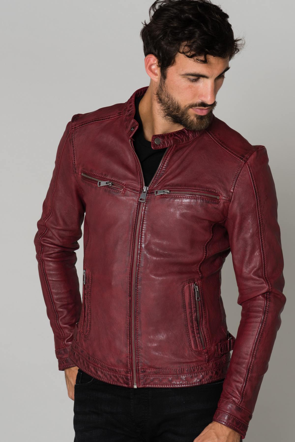 Burgundy vegetable tanned jacket - Image n°1