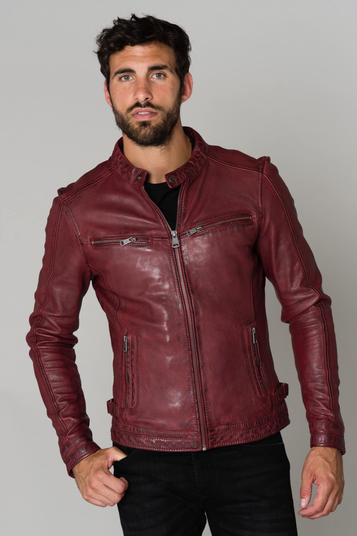 Burgundy vegetable tanned jacket - Image n°7