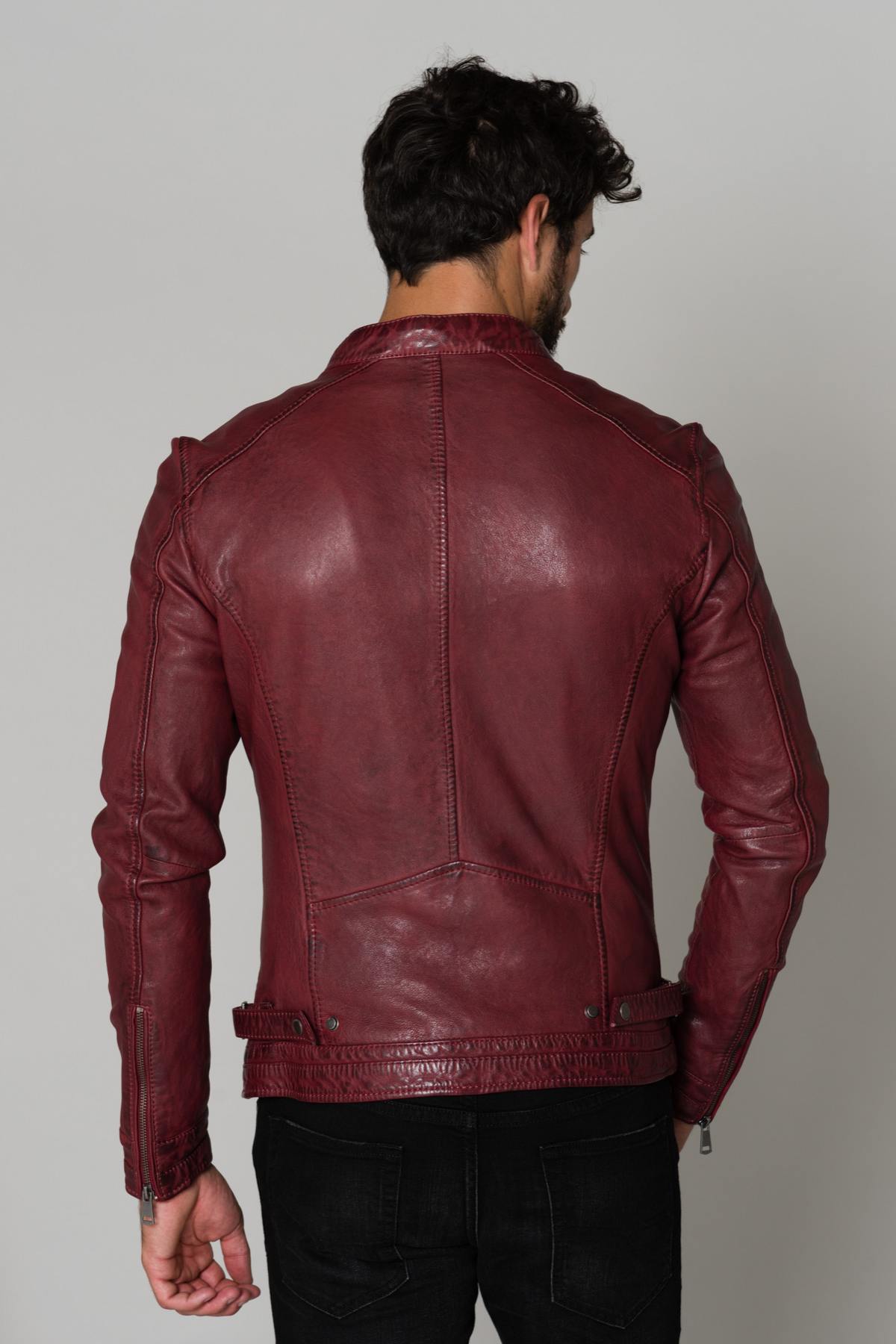 Burgundy vegetable tanned jacket - Image n°2