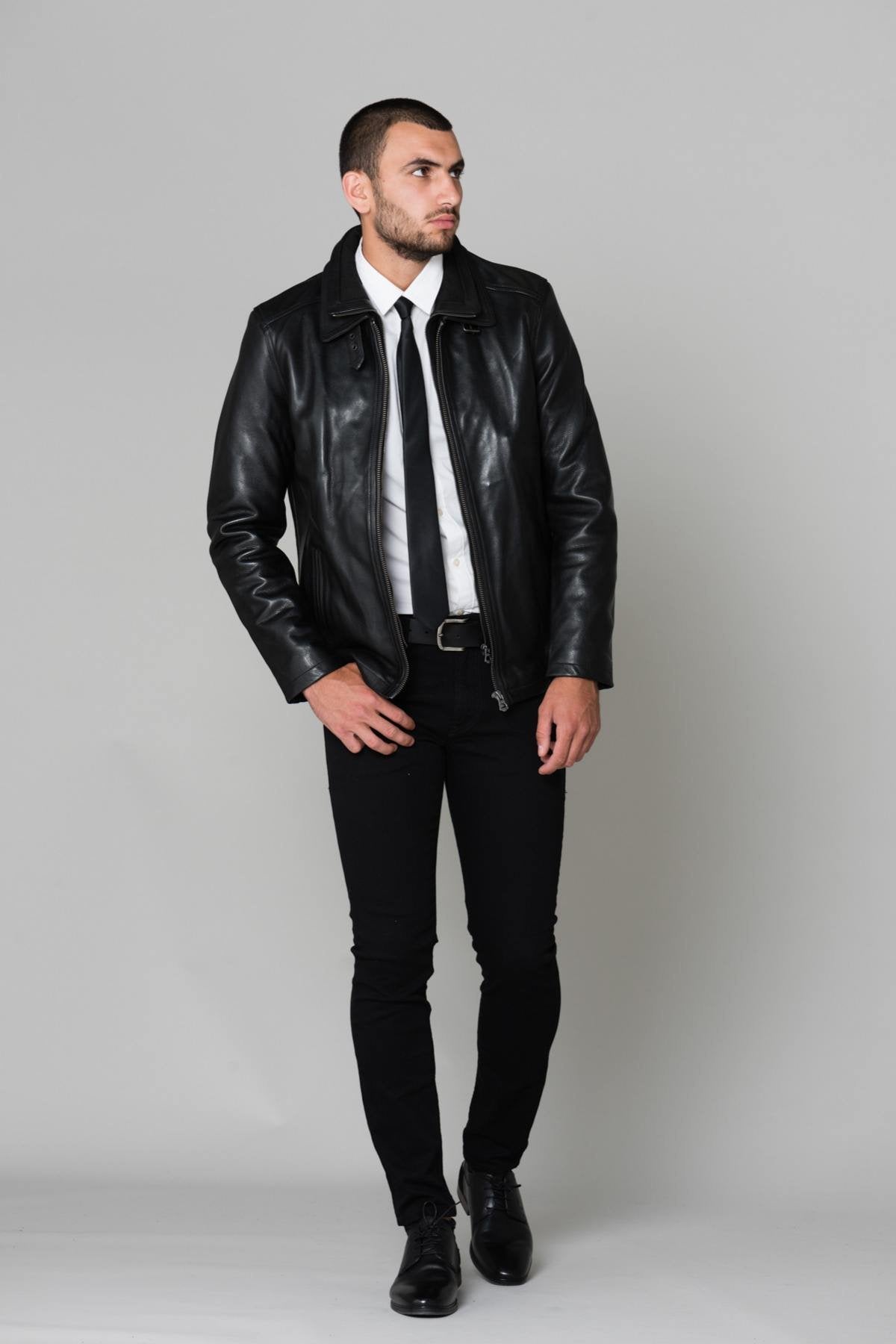 Warm cowhide leather jacket - Image n°3