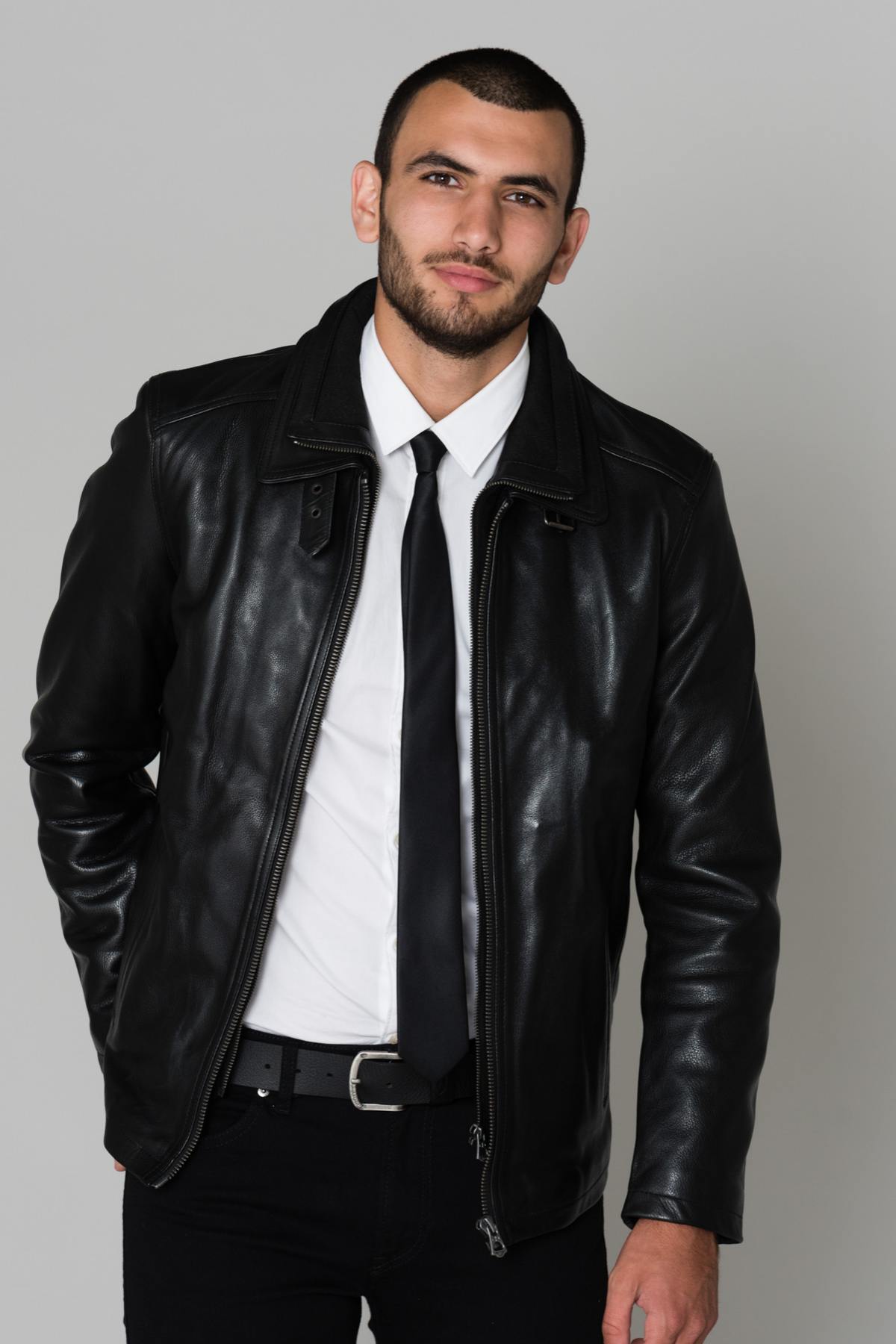 Warm cowhide leather jacket - Image n°4