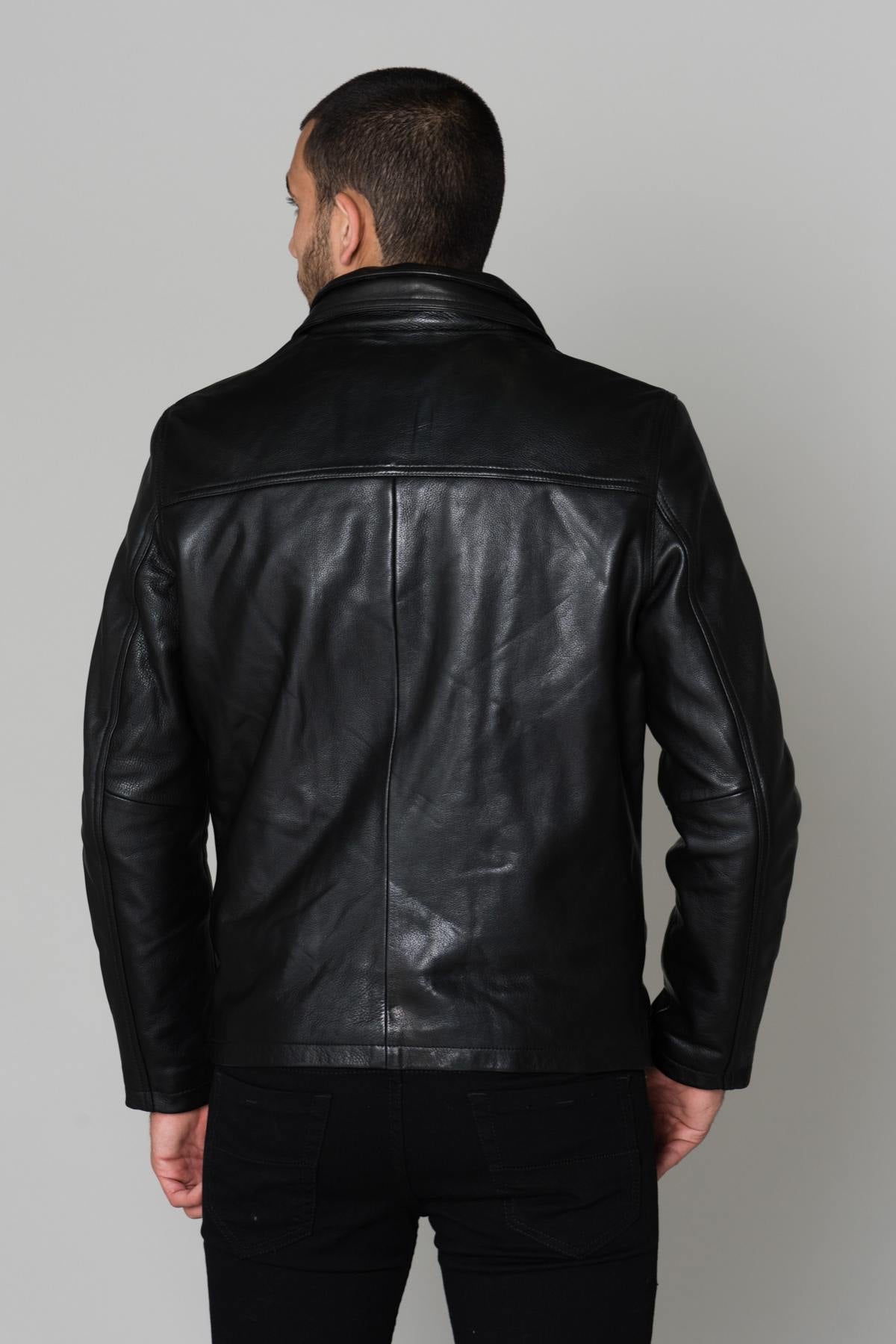 Warm cowhide leather jacket - Image n°6