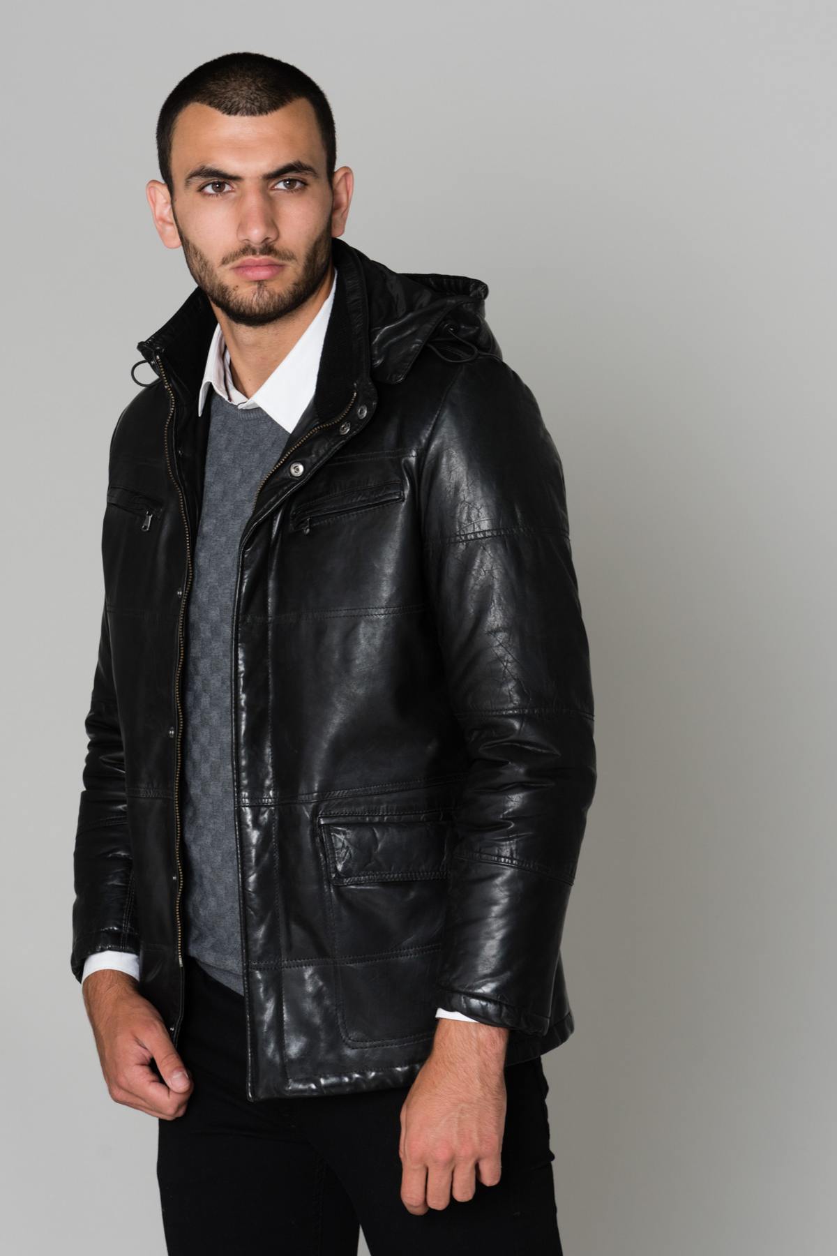 Black lamb leather jacket - Image n°1