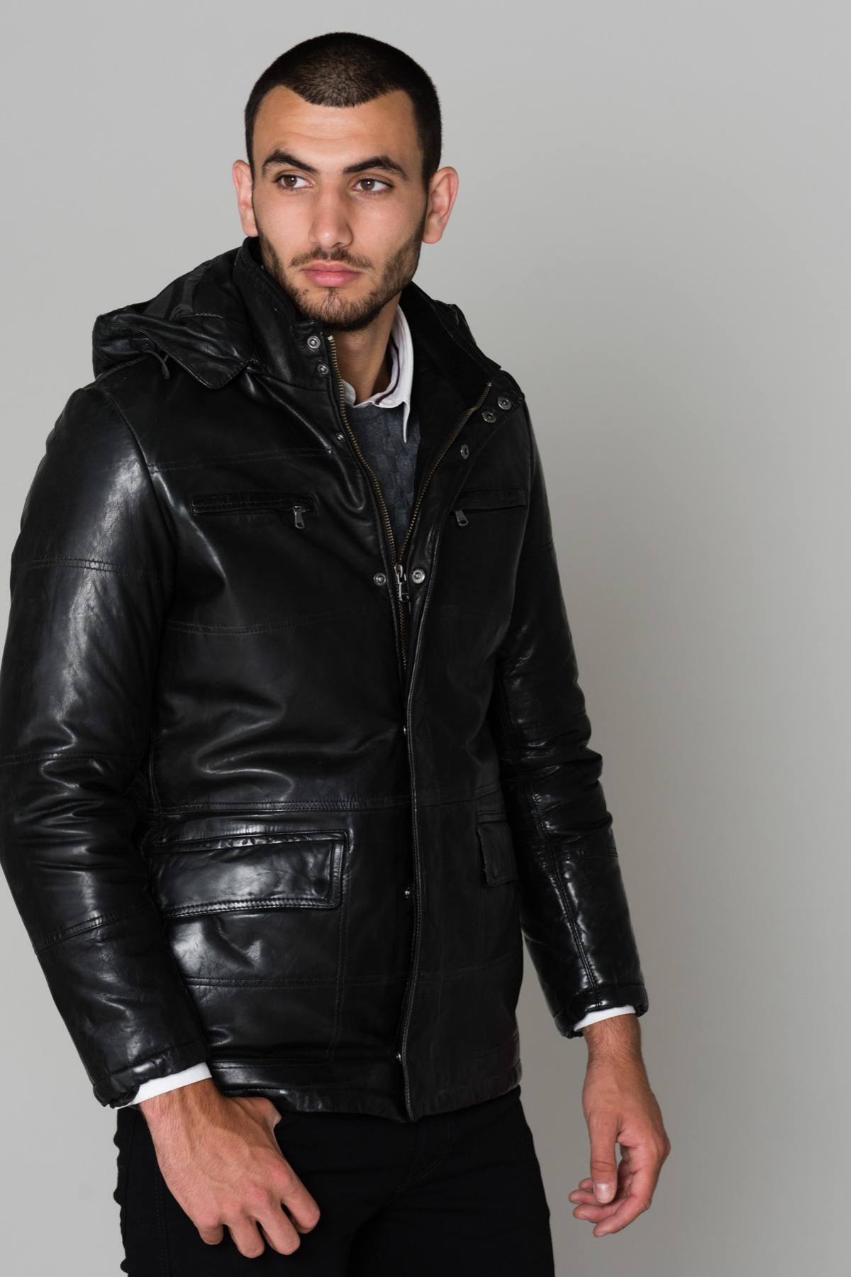 Black lamb leather jacket - Image n°7