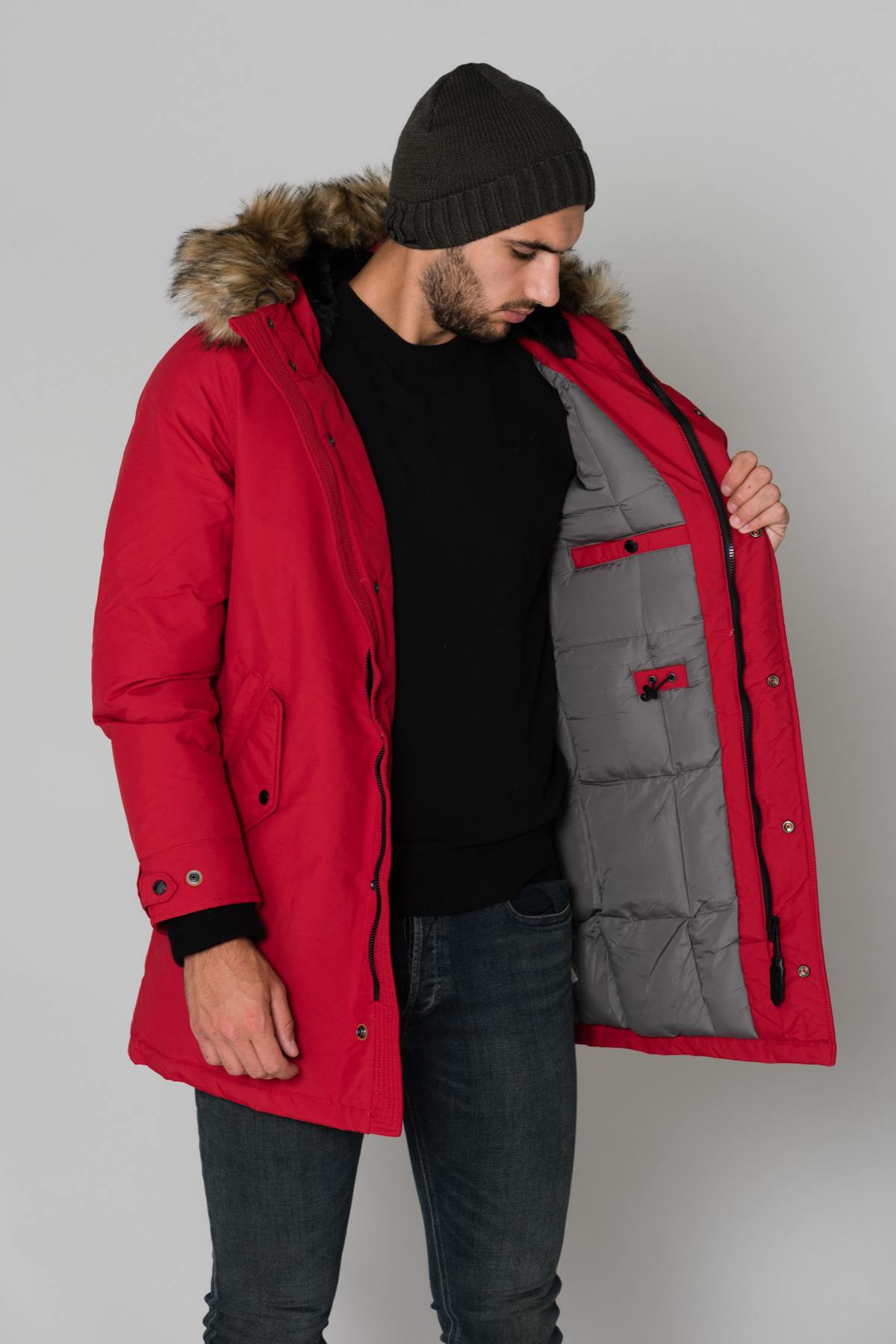 Mid-length red parka - Image n°4