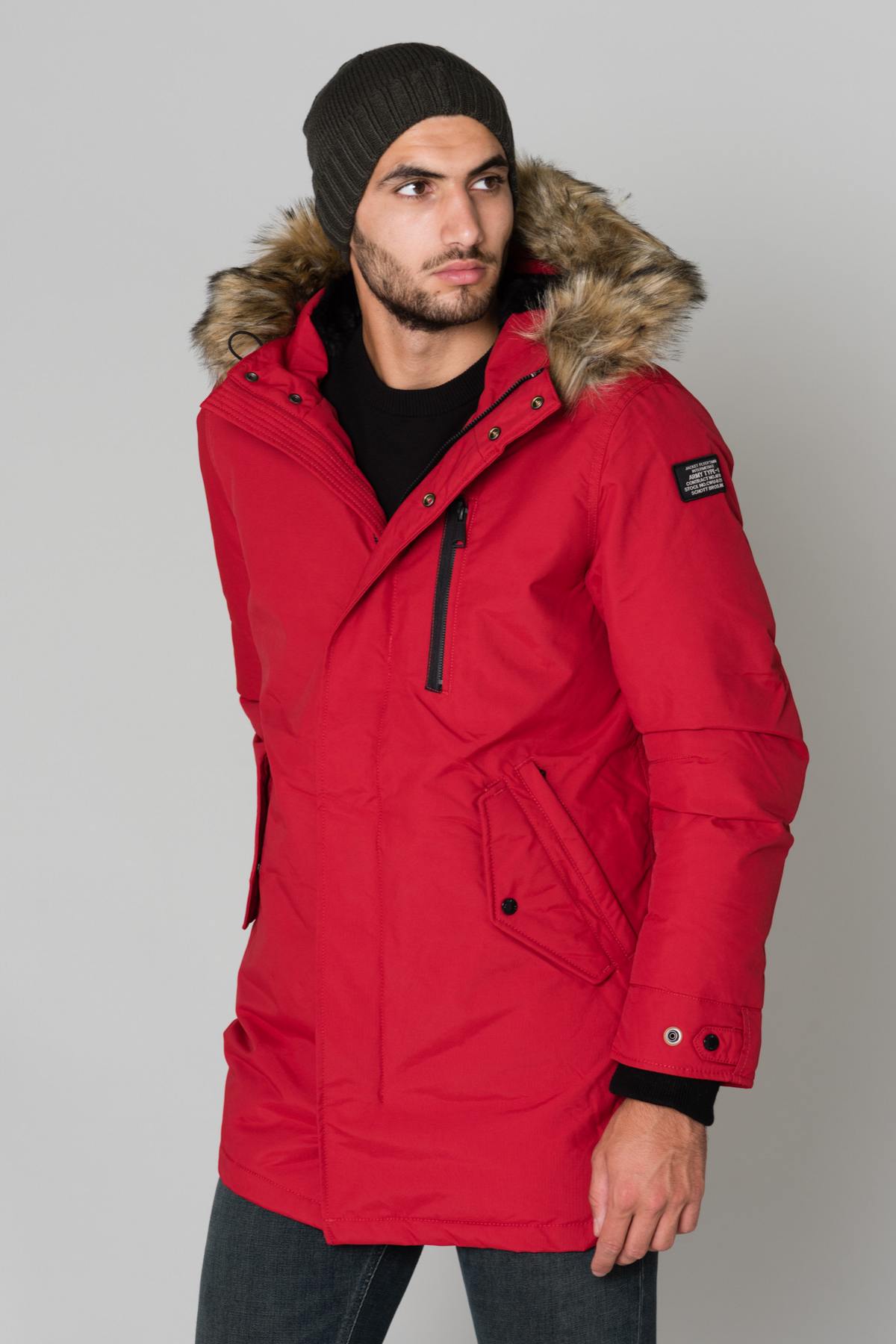 Mid-length red parka - Image n°1