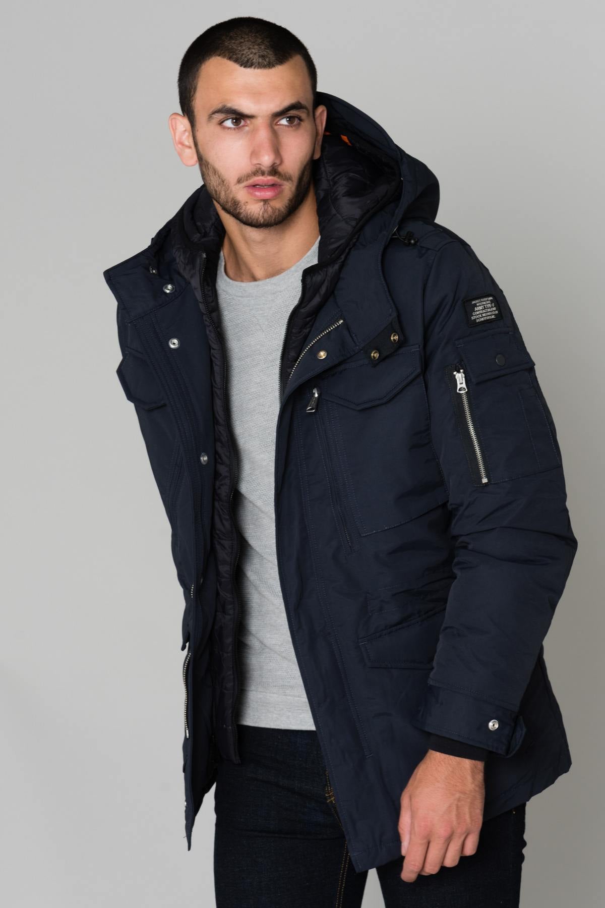 Dark blue cotton jacket - Image n°1