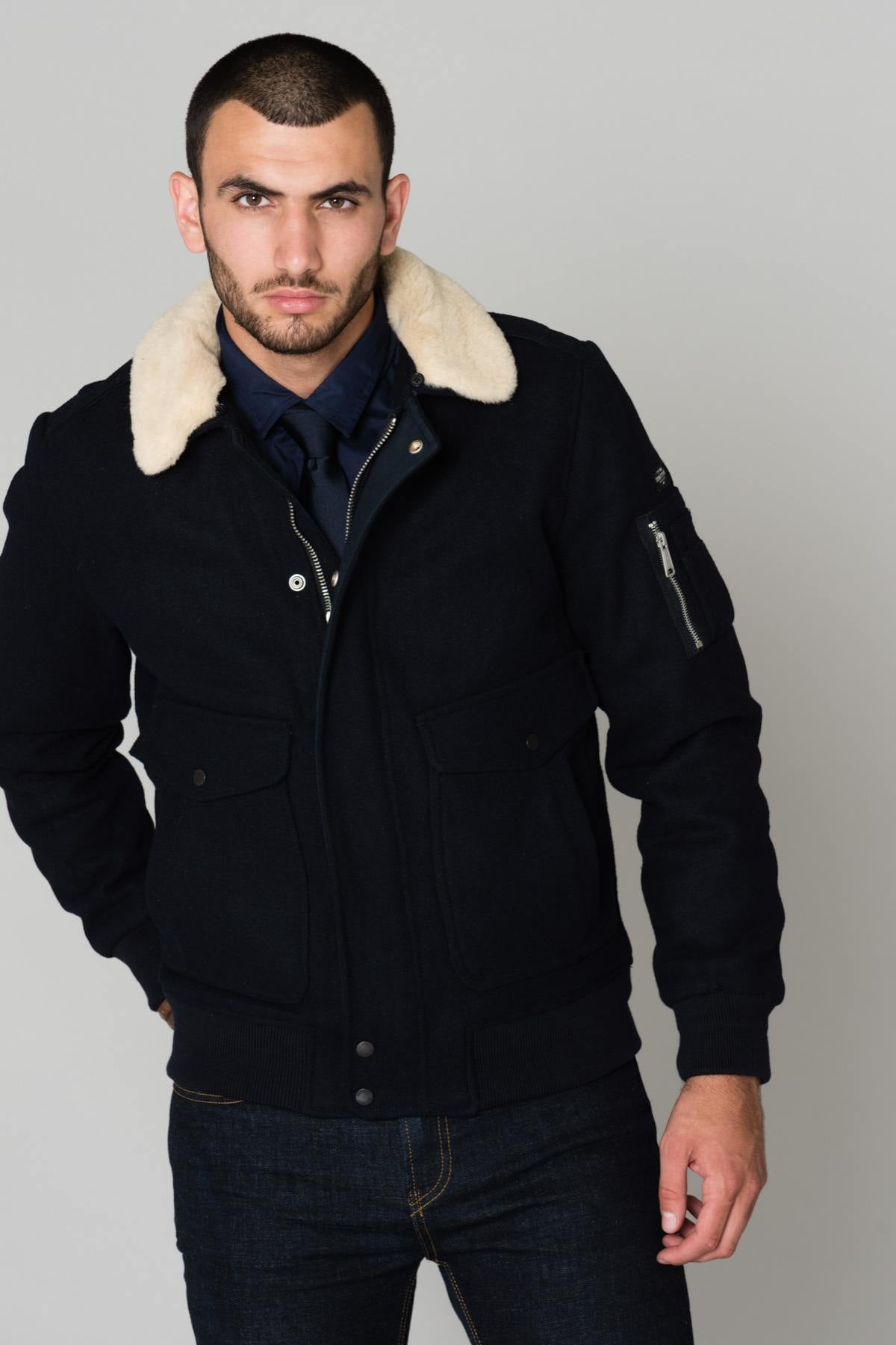 Wool blend pilot jacket - Image n°1