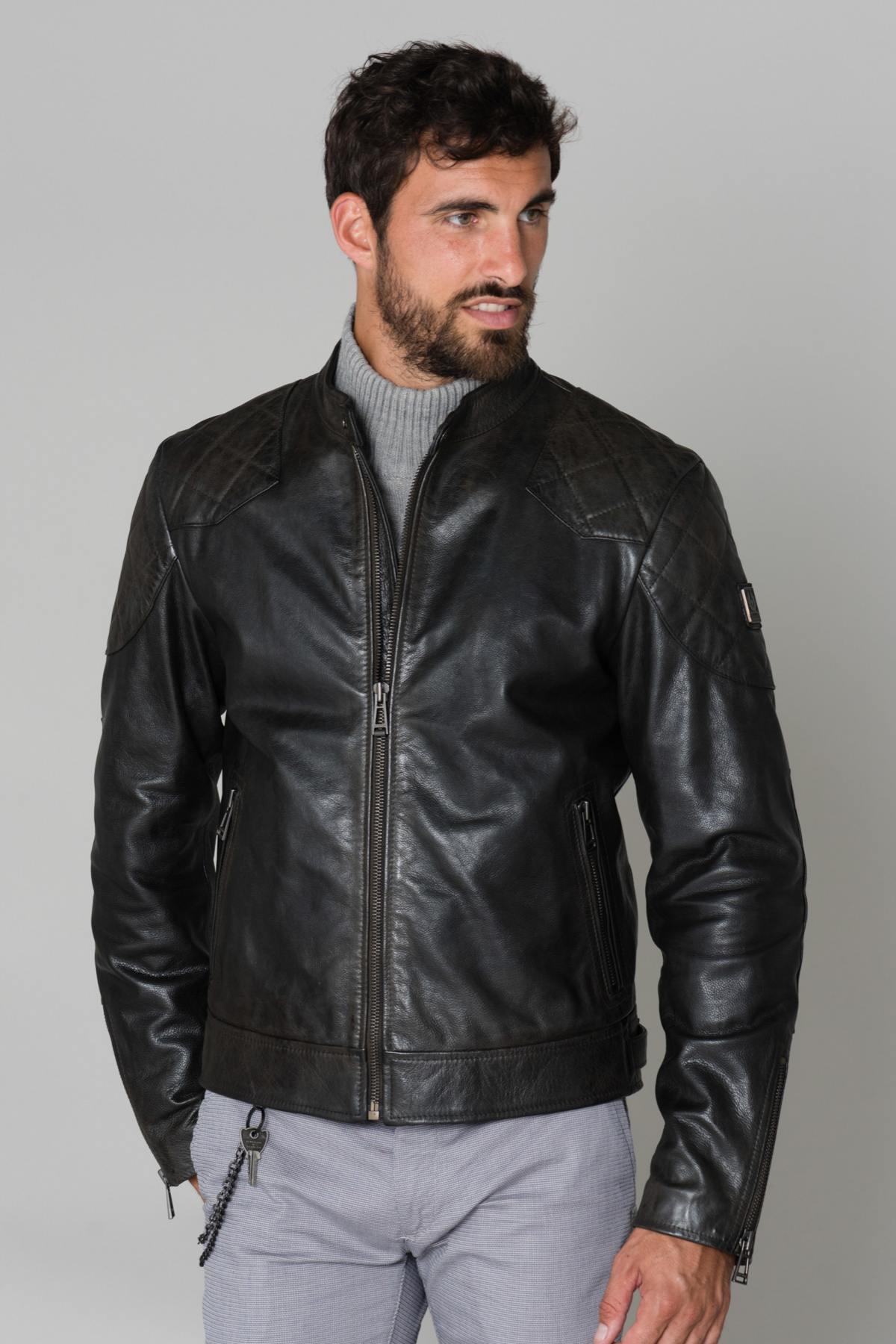 Black calfskin leather jacket - Image n°4