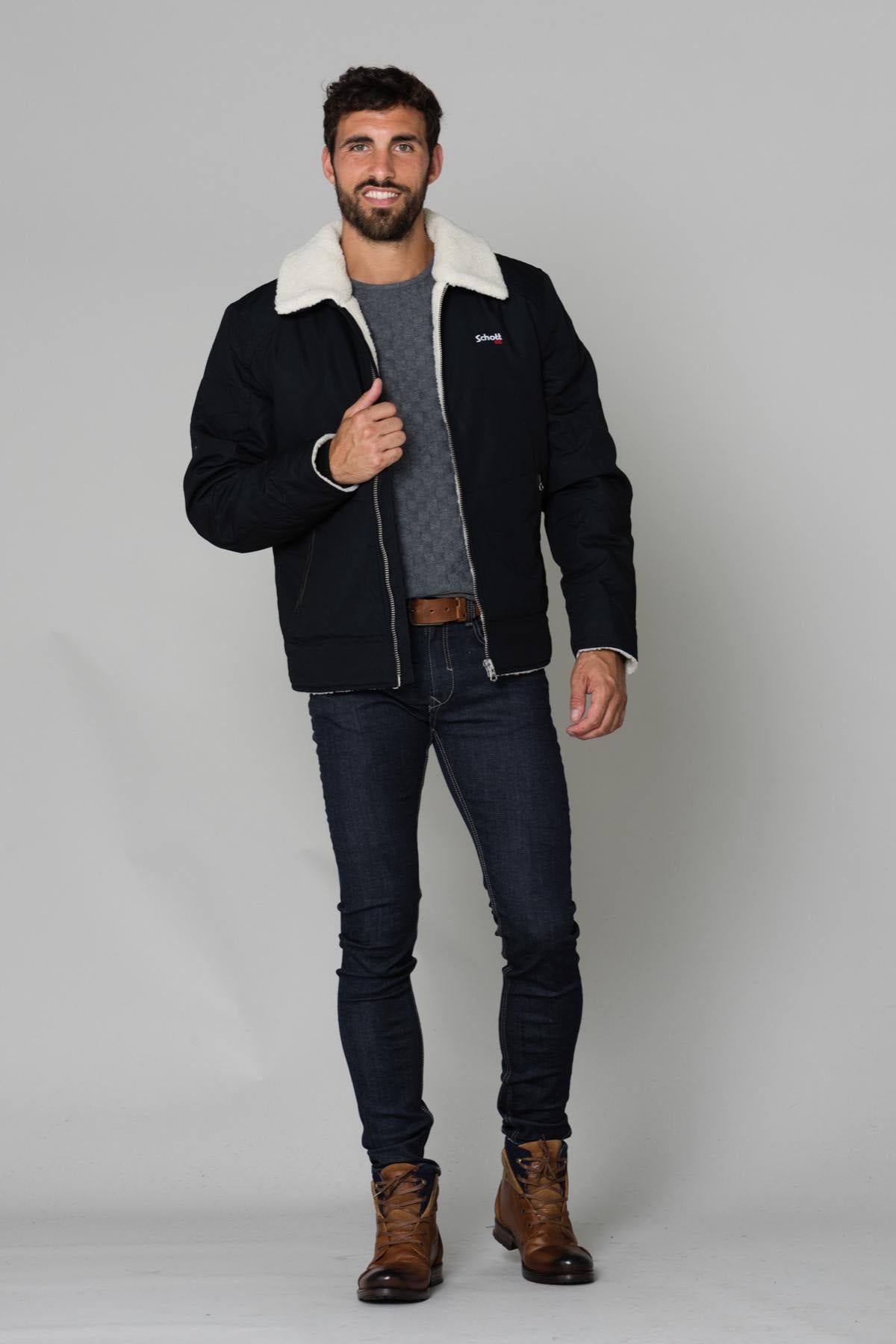 Men's blue textile jacket - Image n°2