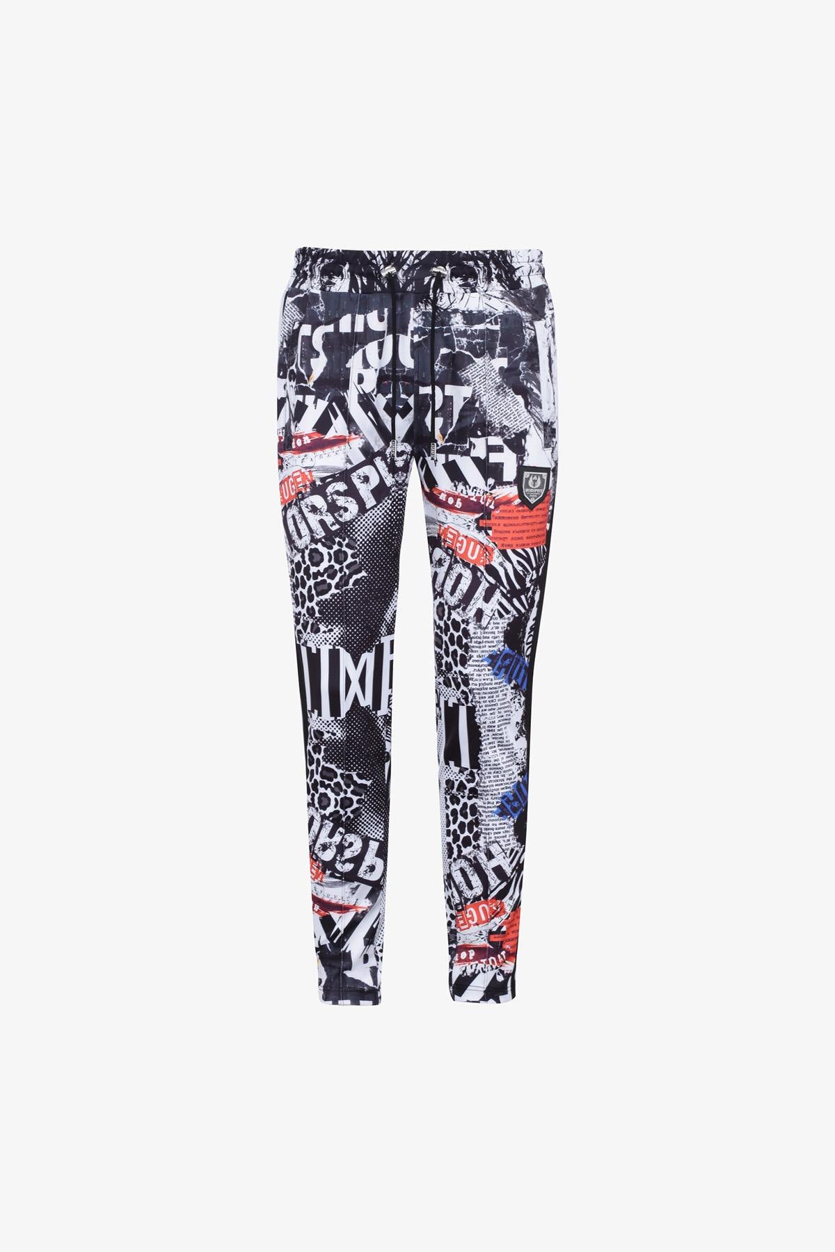 Black and white printed jogging pants - Image n°9