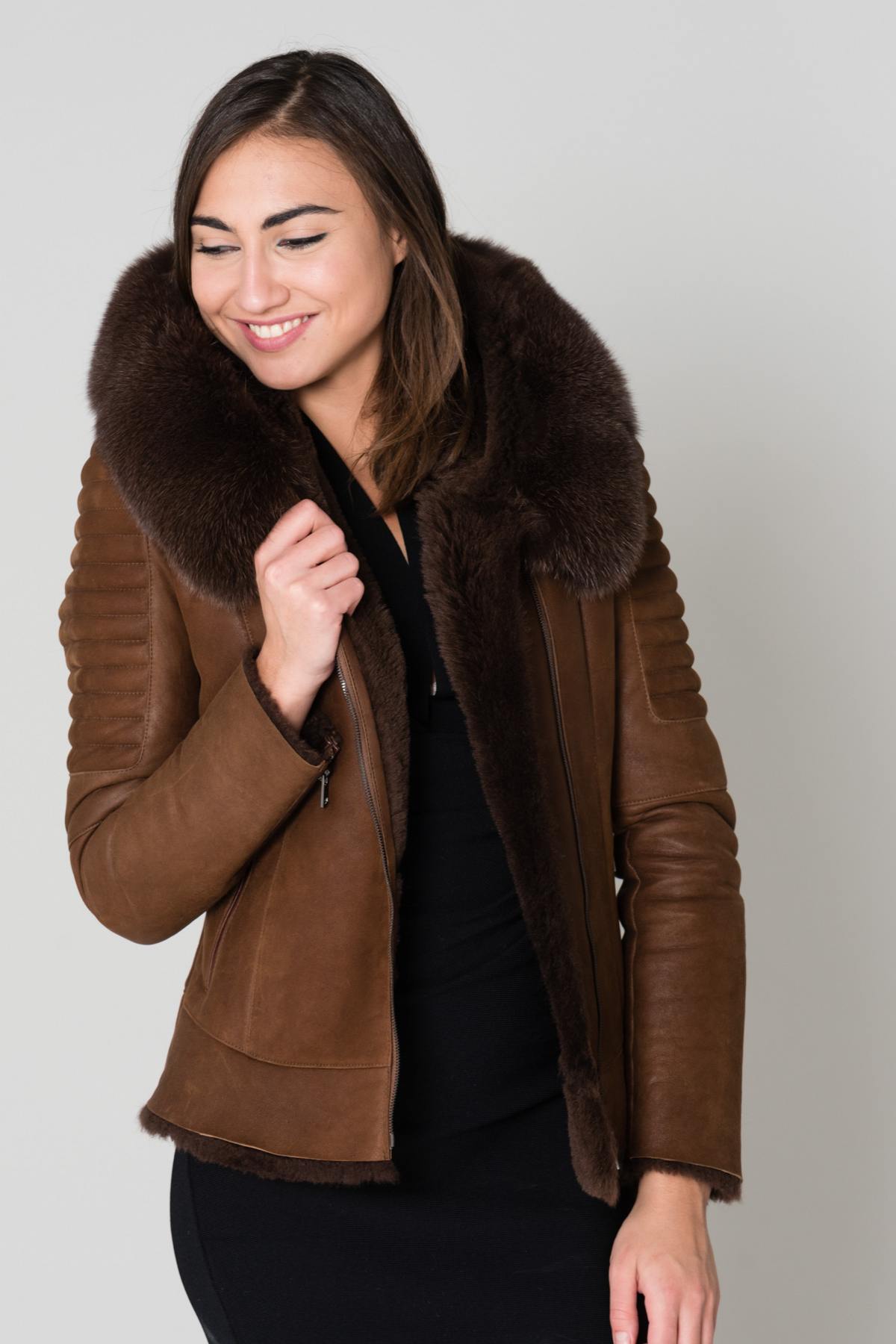  Brown sheepskin leather jacket - Image n°1