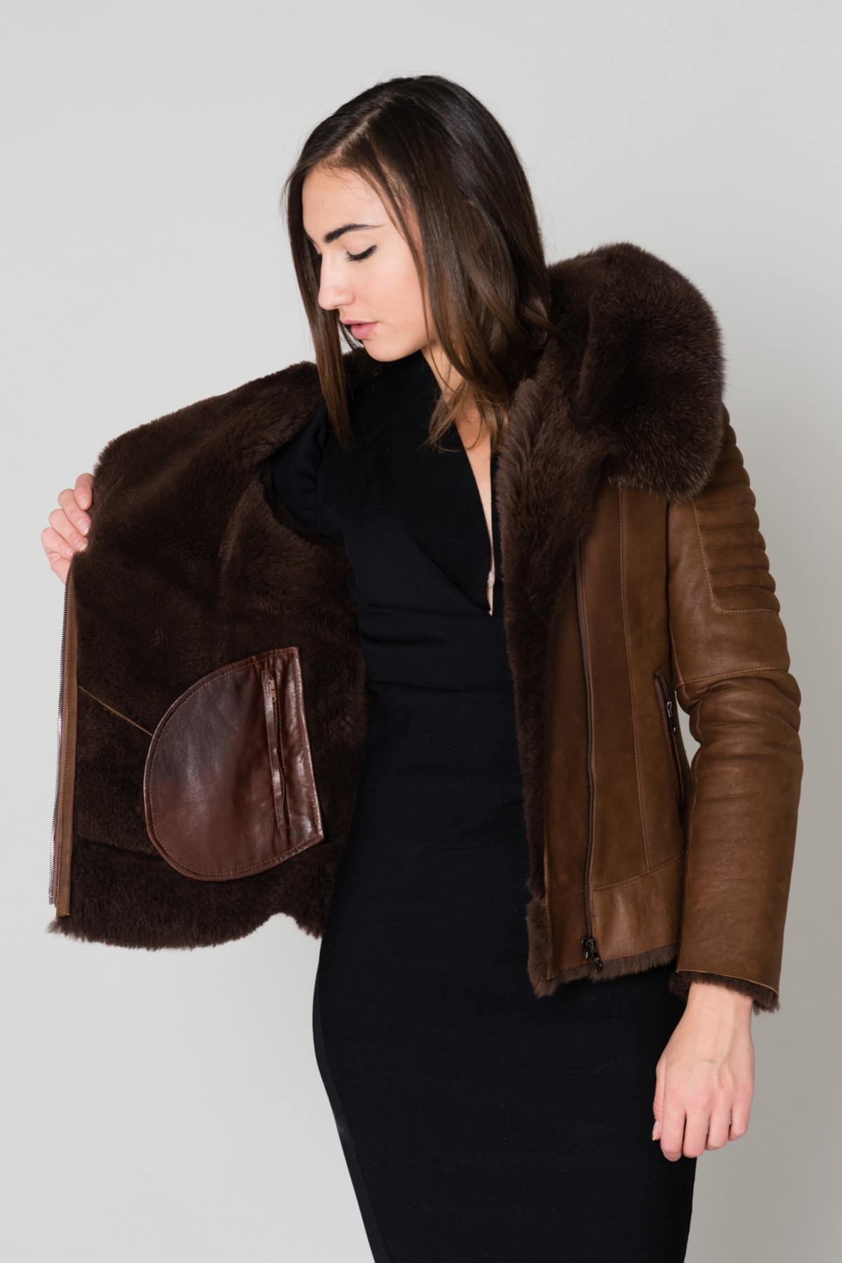  Brown sheepskin leather jacket - Image n°7