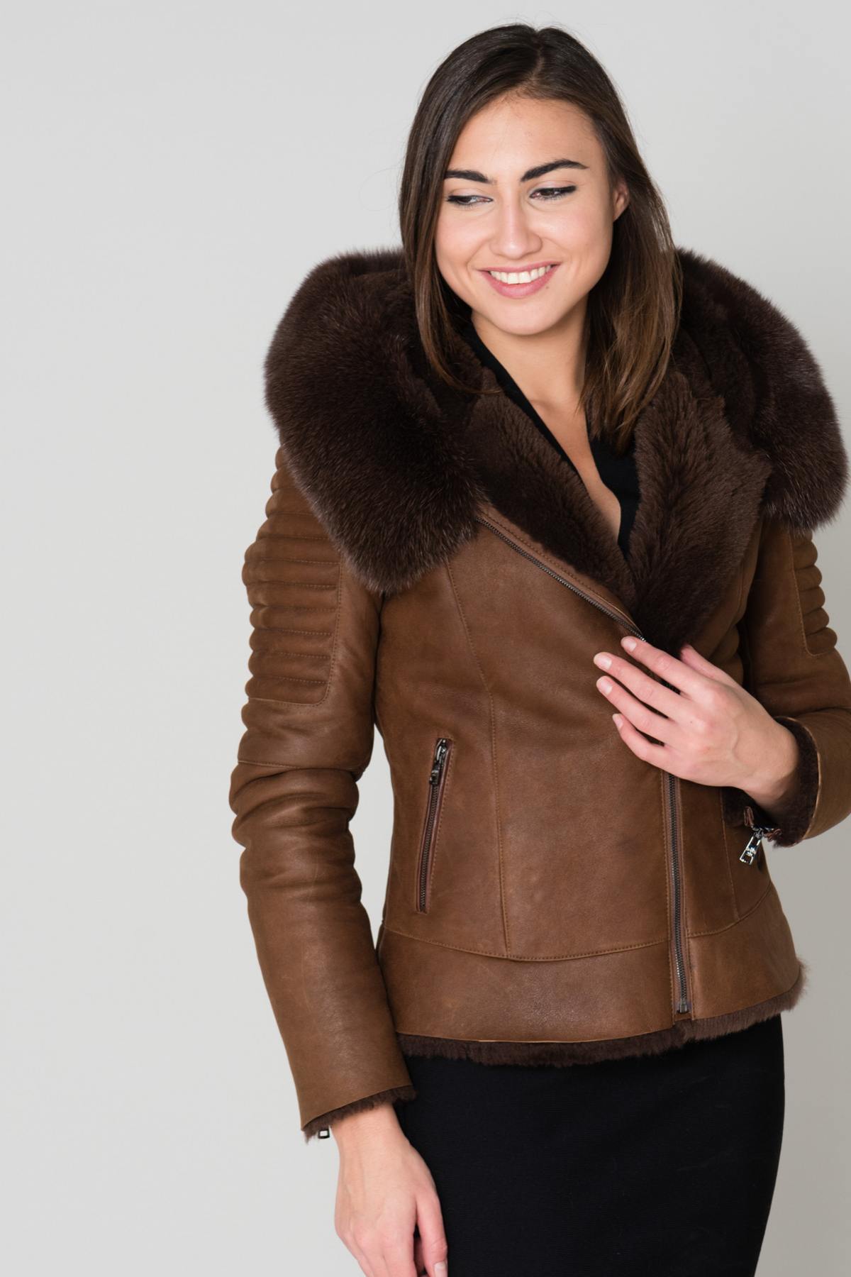  Brown sheepskin leather jacket - Image n°6